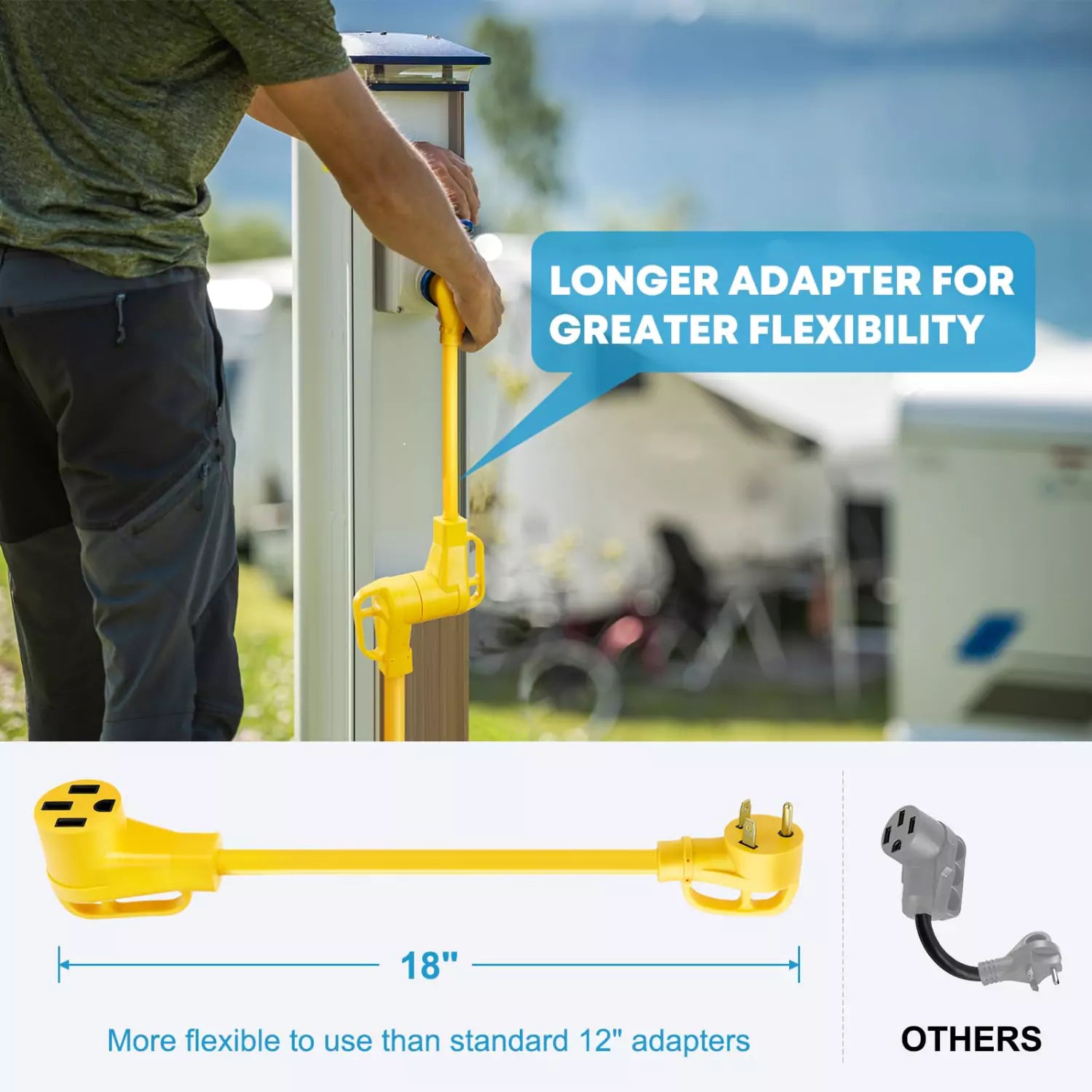 30 Amp to 50 Amp RV Plug Adapter 18"