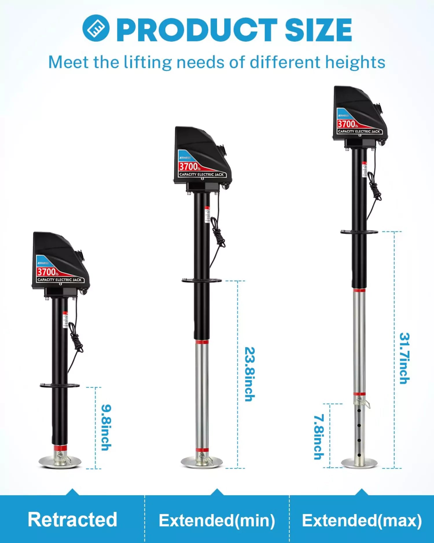 12V Electric Trailer Jack 4000lbs