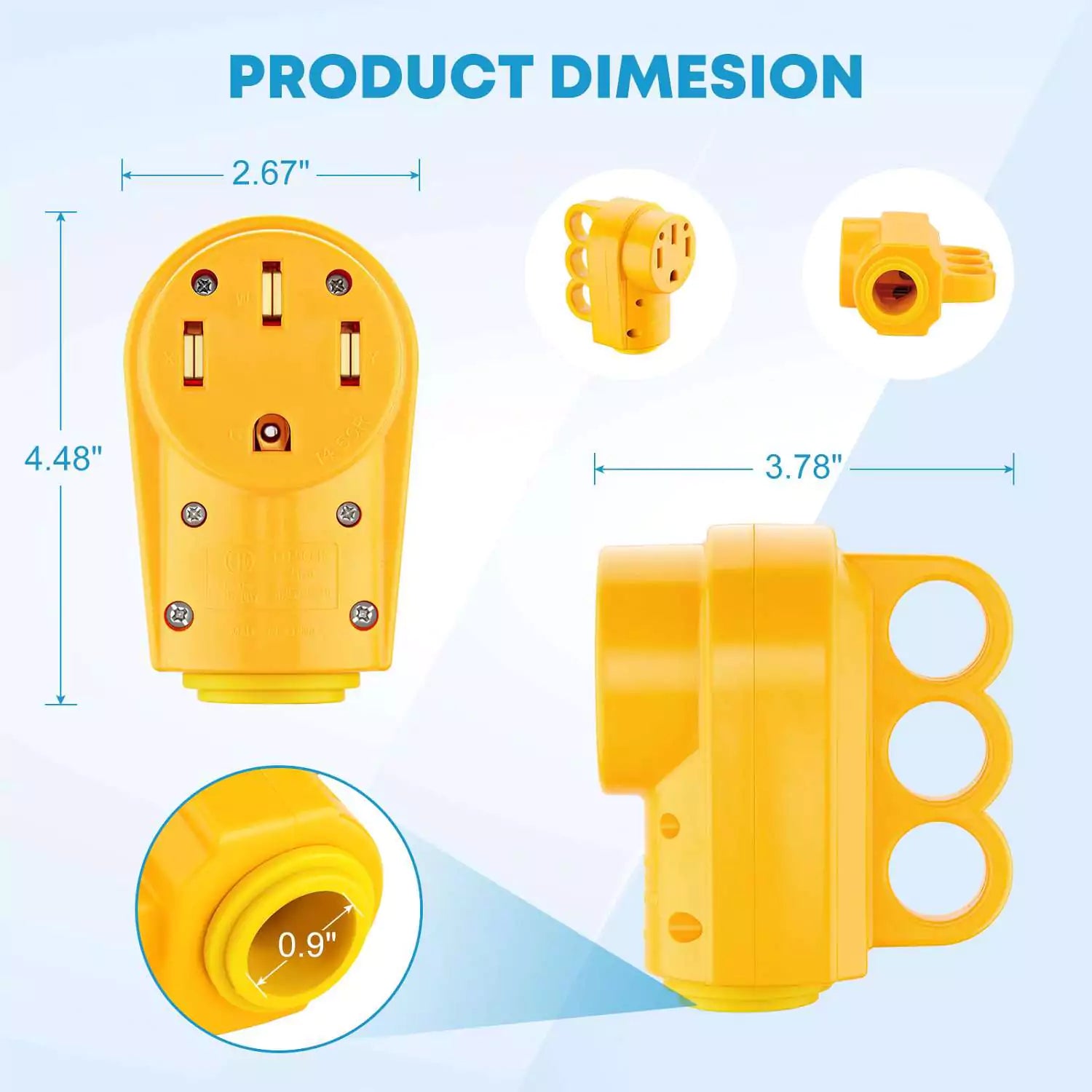 50 amp plug for camper female dimension