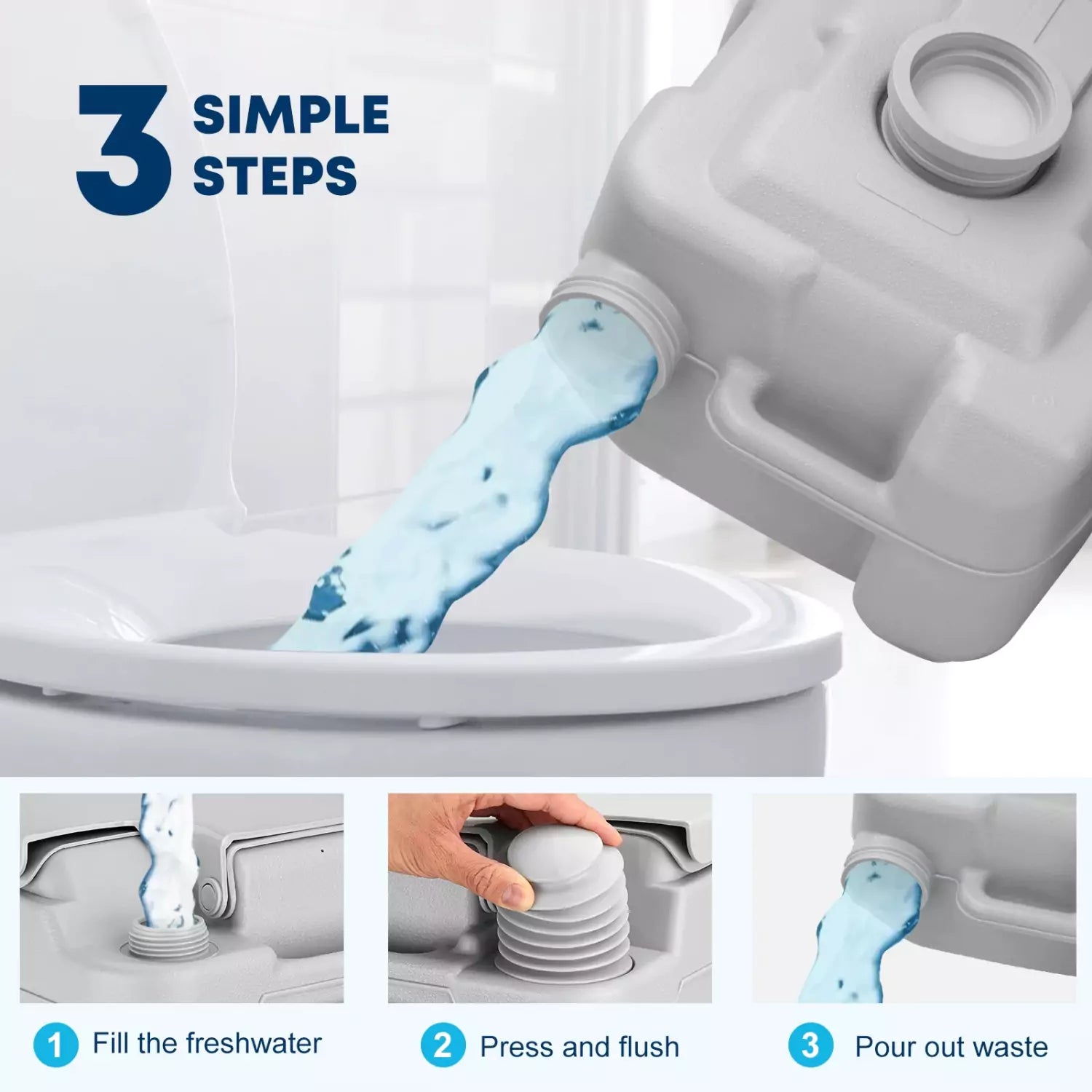 3 simple application steps of camping portable toilets