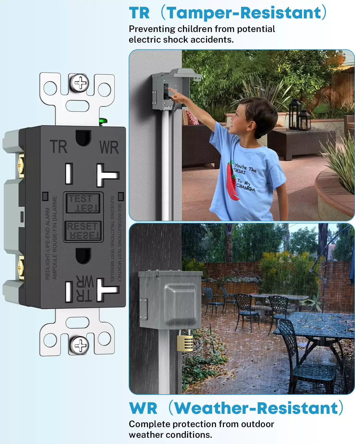 TR and WR switch for exterior electrical box 20 amp