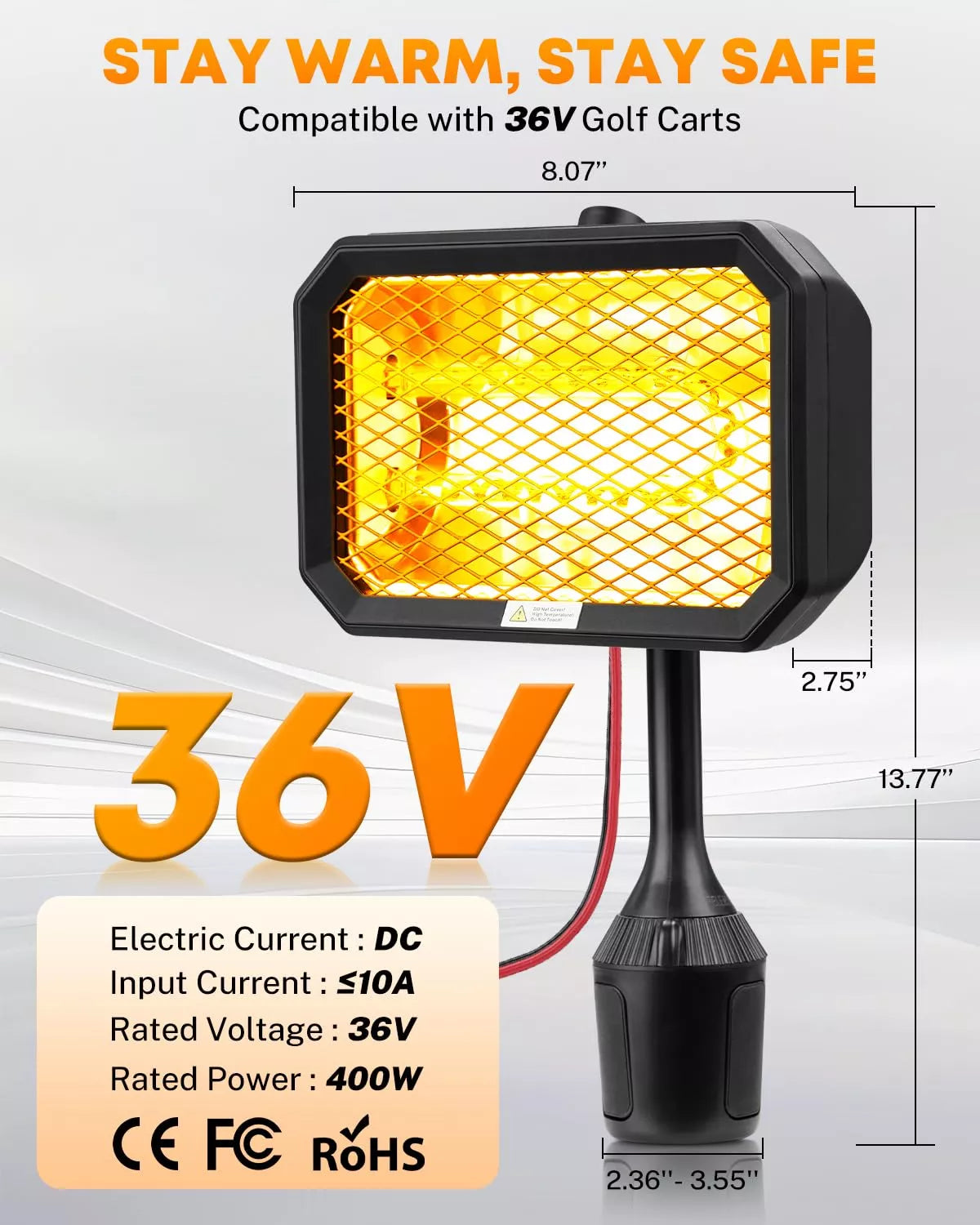 Specifications of 36v kohree golf cart heater