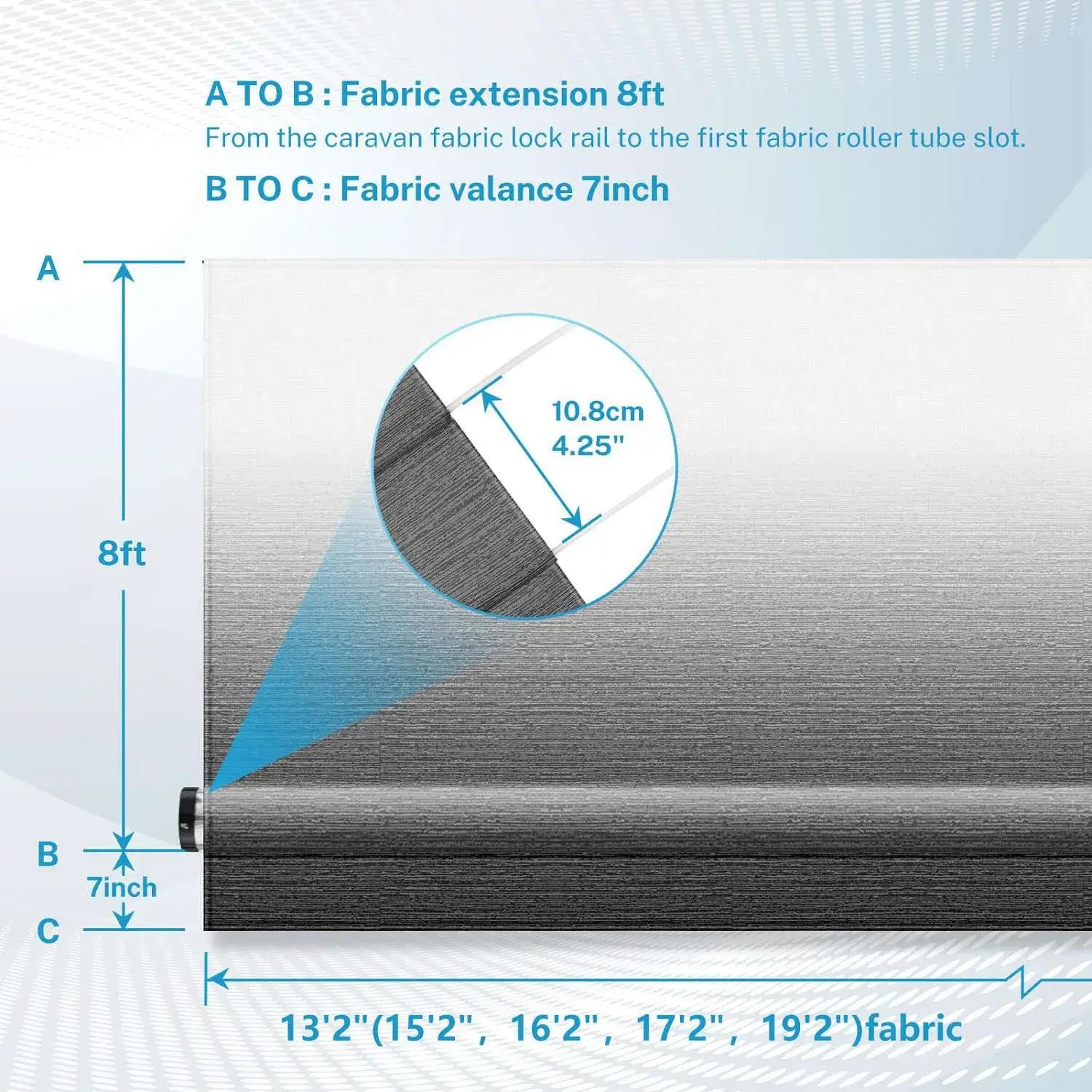 Black Fade RV Awning Fabric Replacement