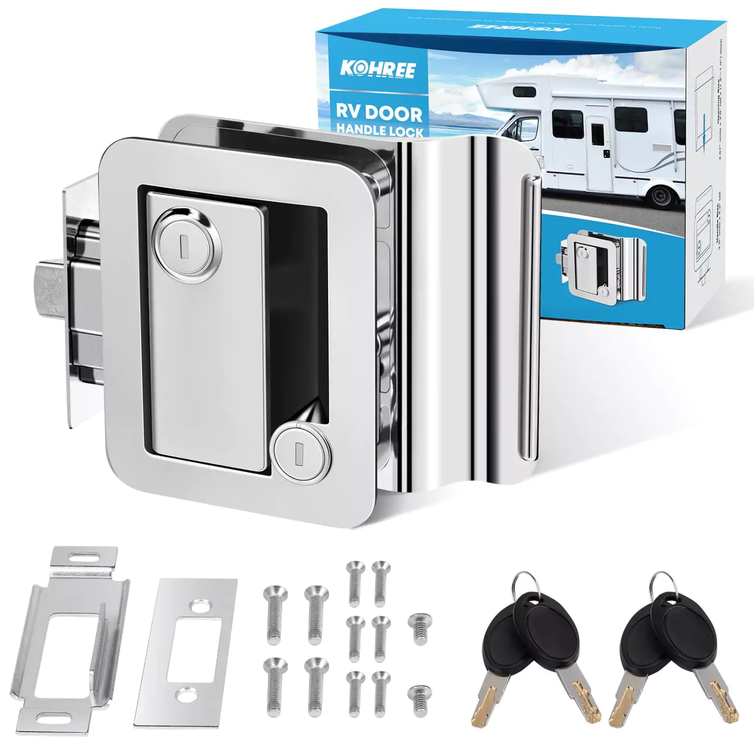 RV Entry Door Lock, Chrome