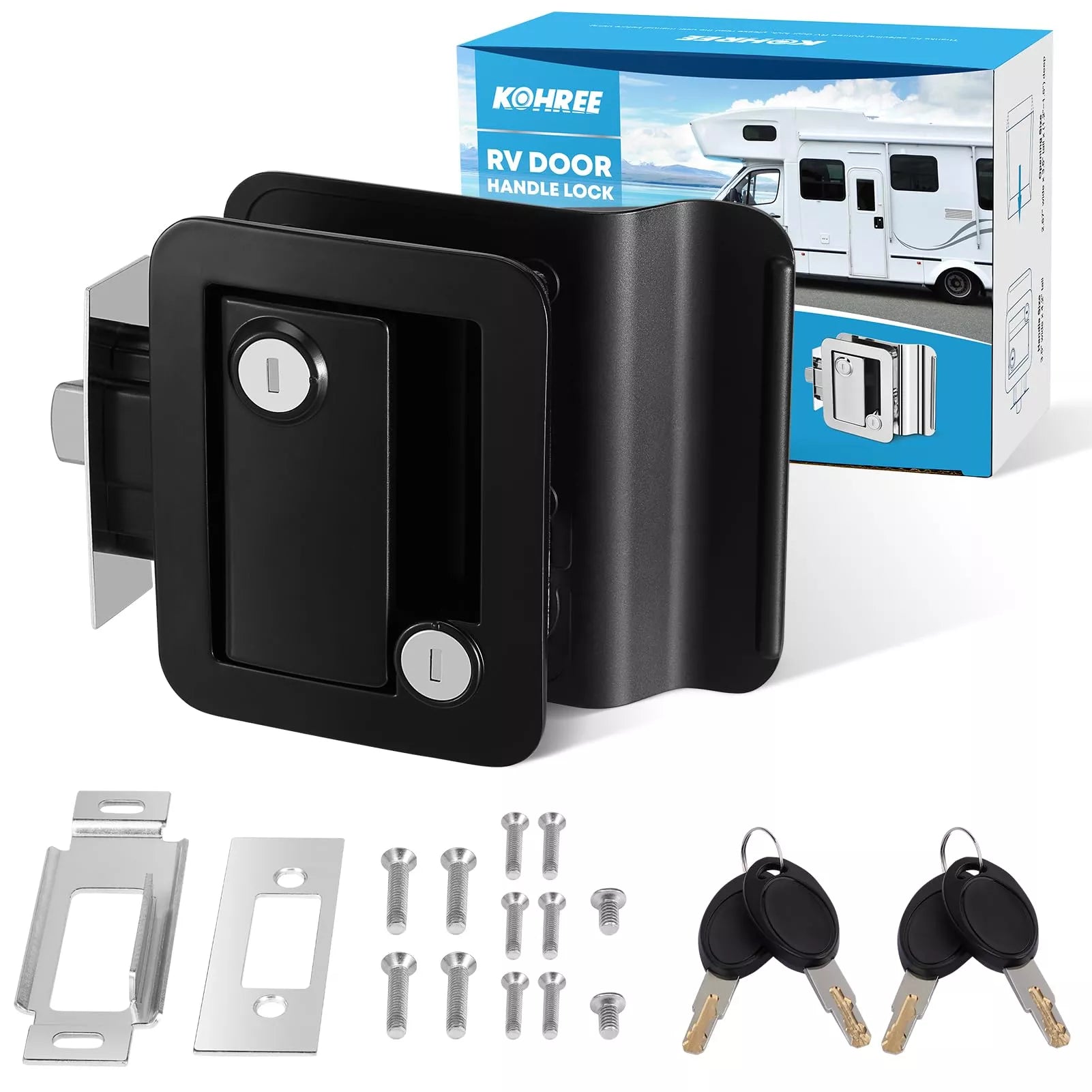Upgraded RV Door Lock 2-Pack - Zinc Alloy Paddle Deadbolt With Keys For Campers & Trailers