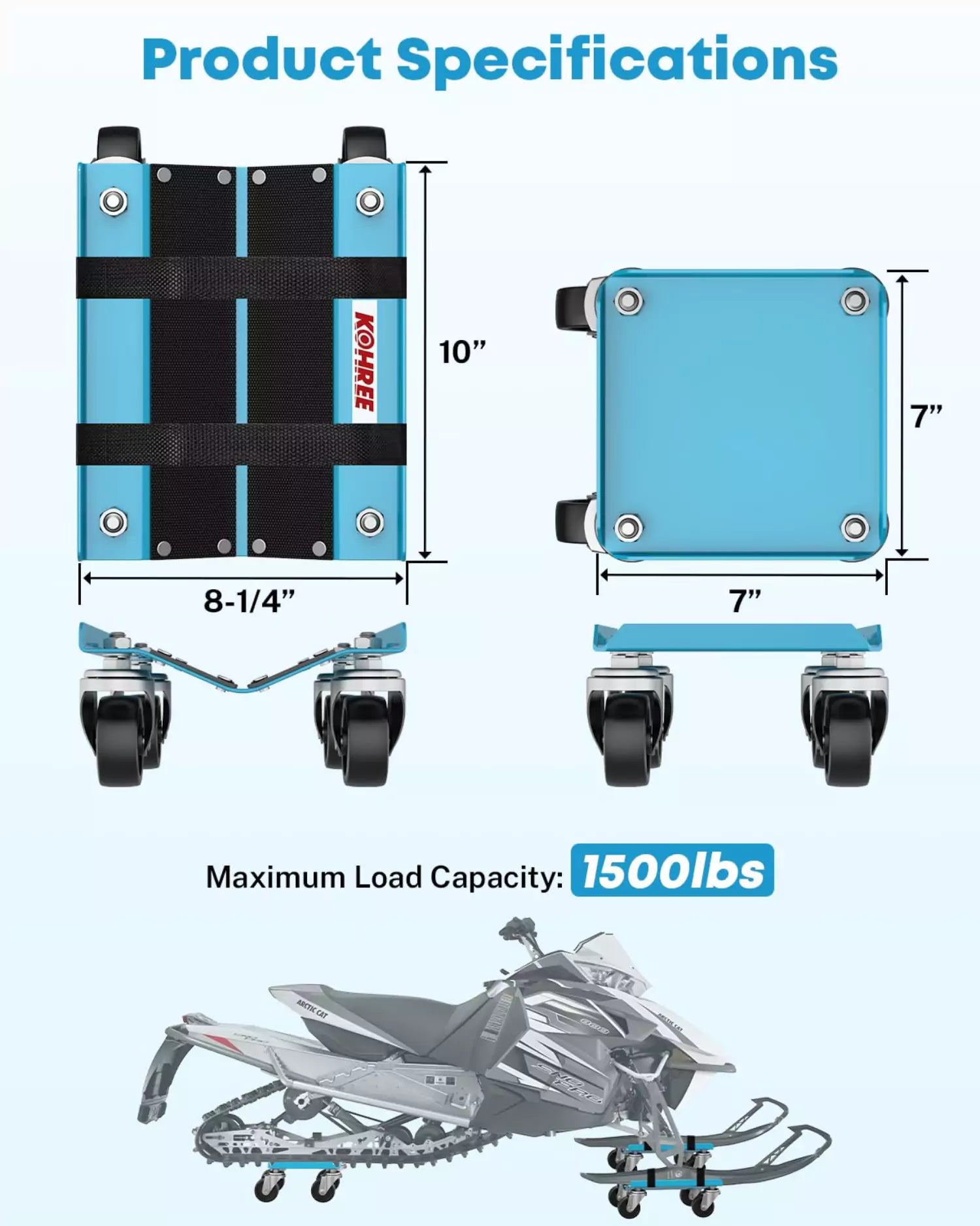 Kohree snowmobile dolly set specifications