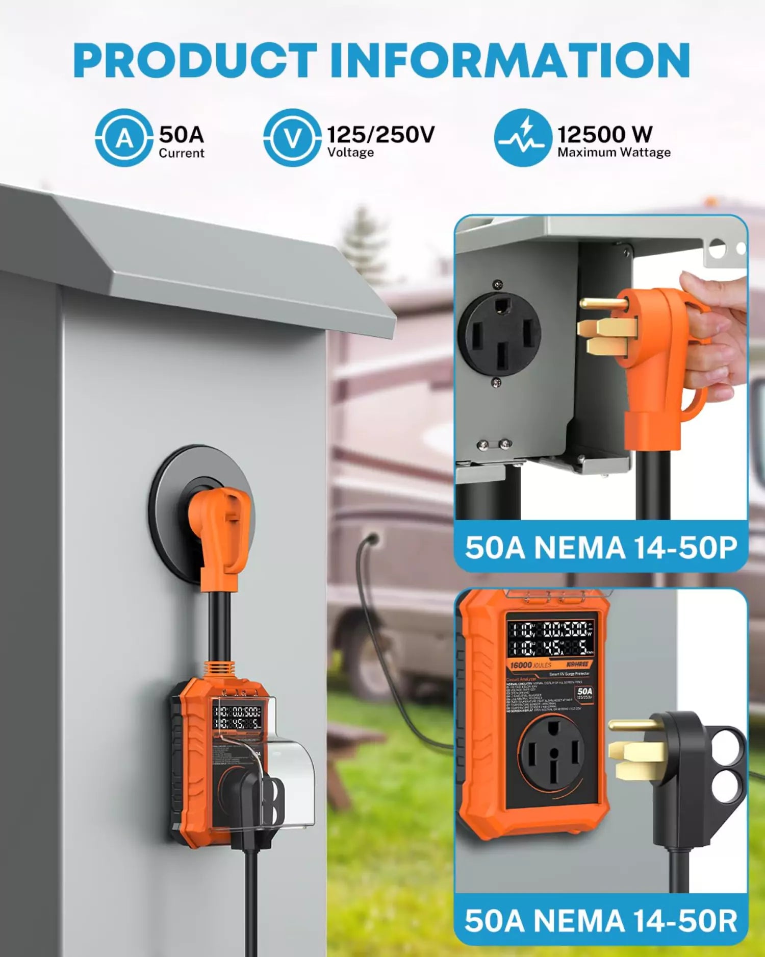 Kohree surge protector for camper 50 amp information
