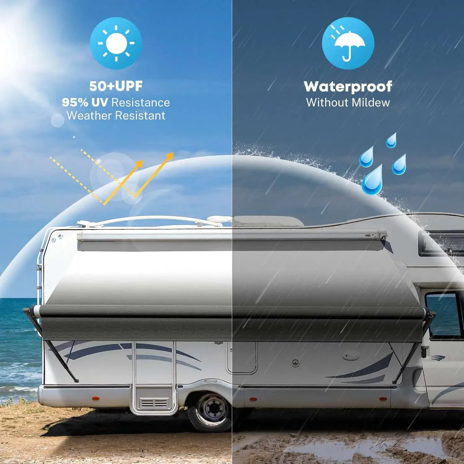 Black Fade RV Awning Fabric Replacement