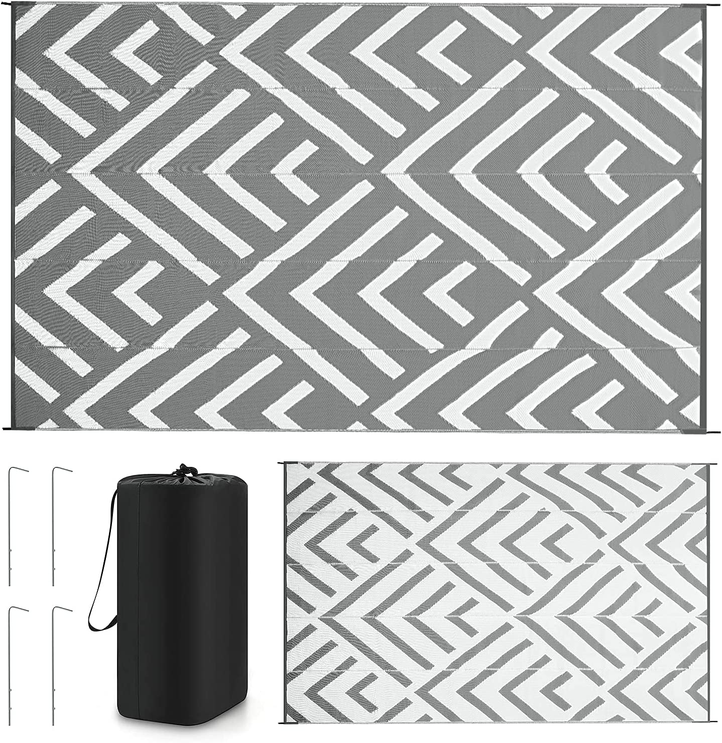 RV Outdoor Rugs 6' x 9', Grey