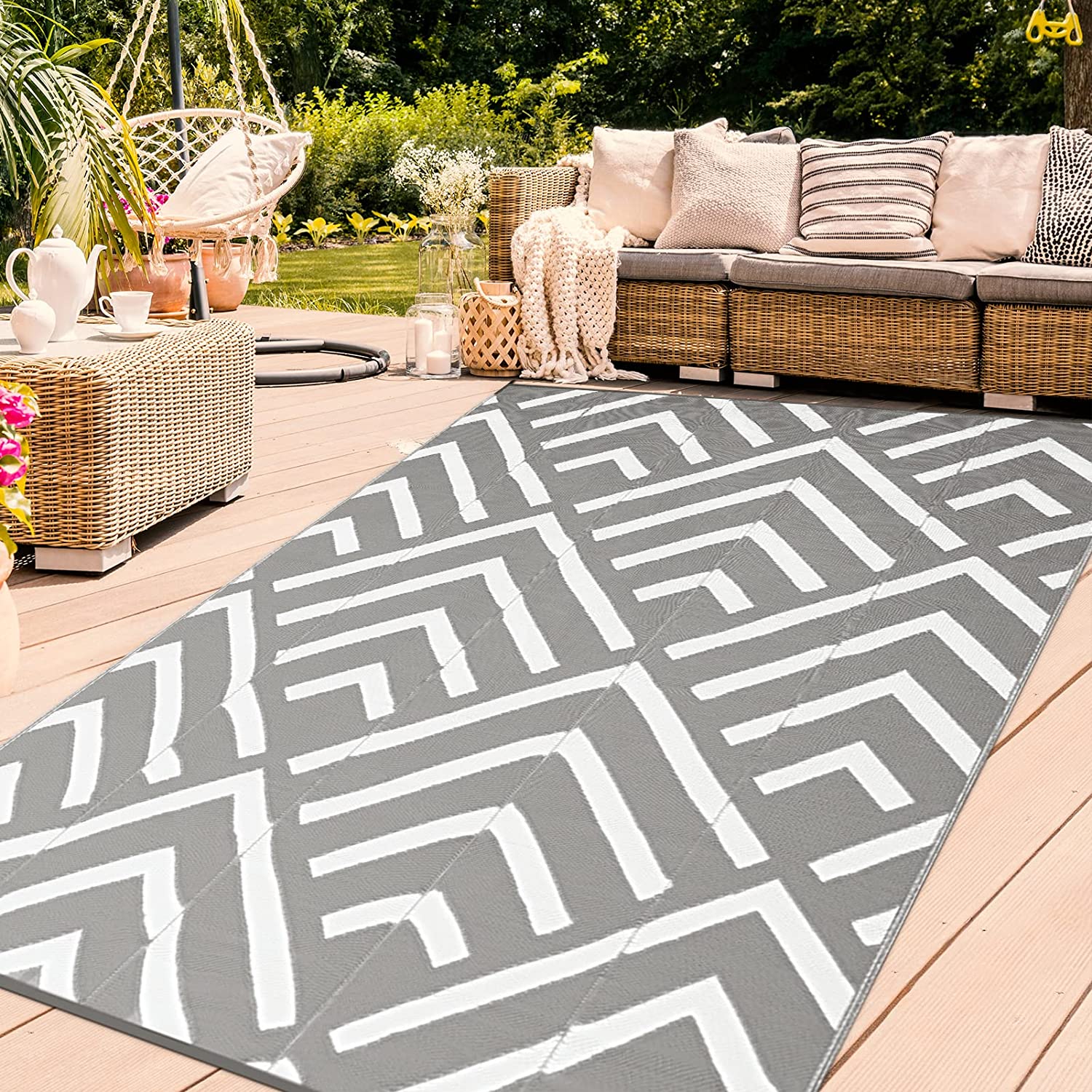 RV Outdoor Rugs 6' x 9', Grey