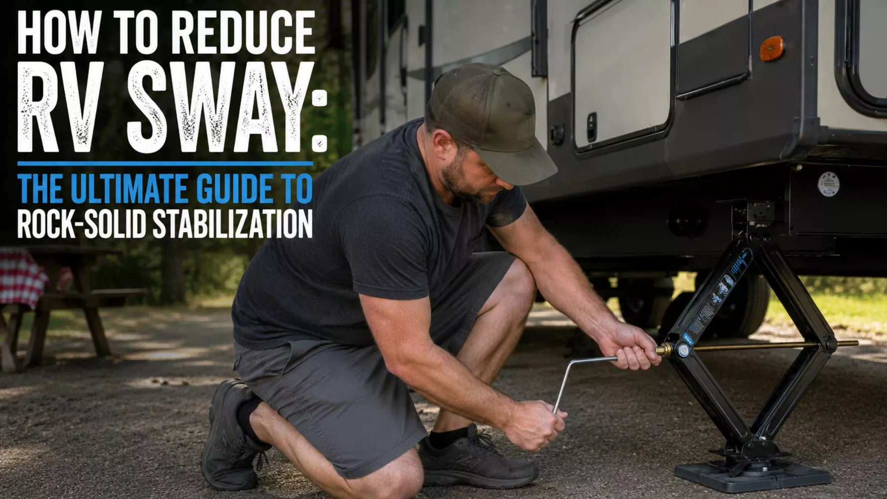 How to reduce RV sway using drill-compatible scissor jack lift