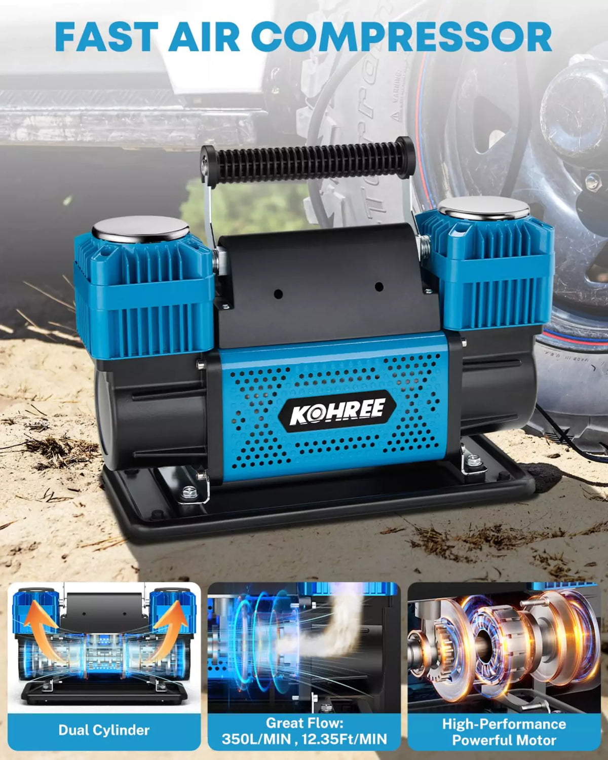 Fast 12 volt air compressor