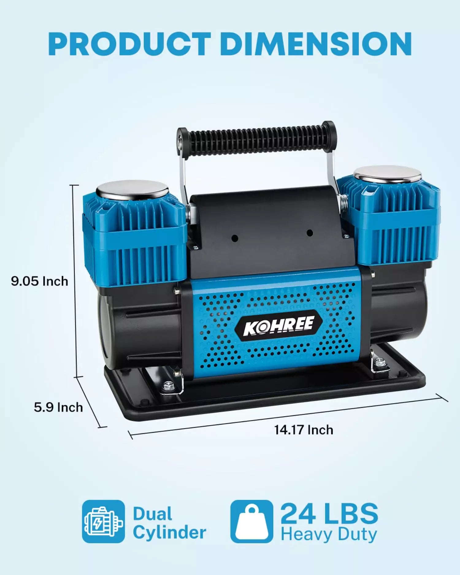 Kohree 12 volt air compressors dimension
