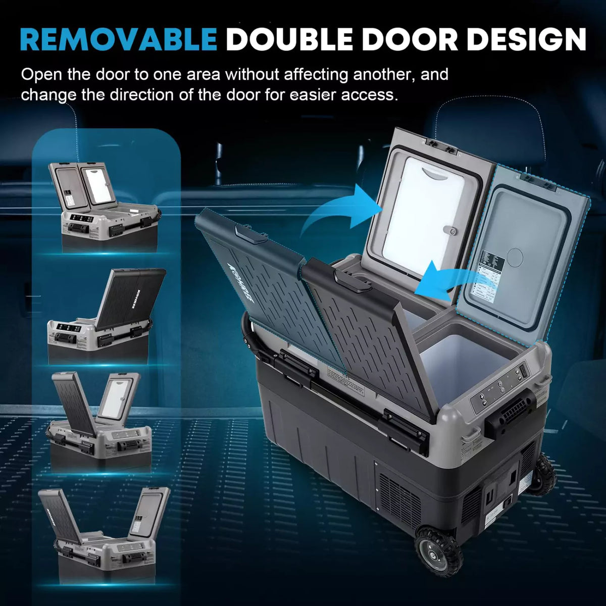 Removable double door design 42 quart rv refrigerator