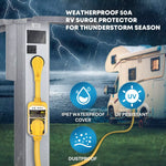 Weatheproof 50a RV surge protector for thunderstorm season