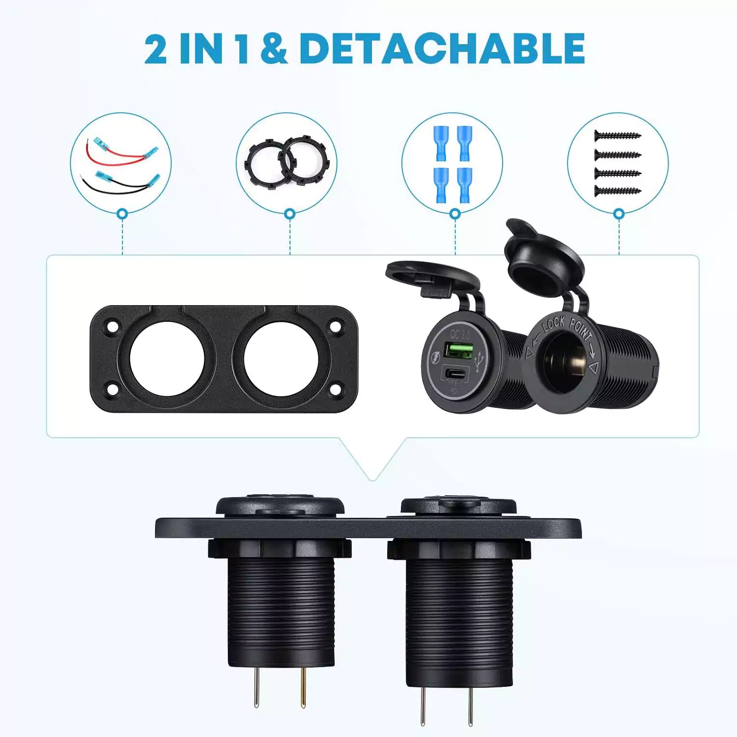 2-in-1 adapter outlet for car