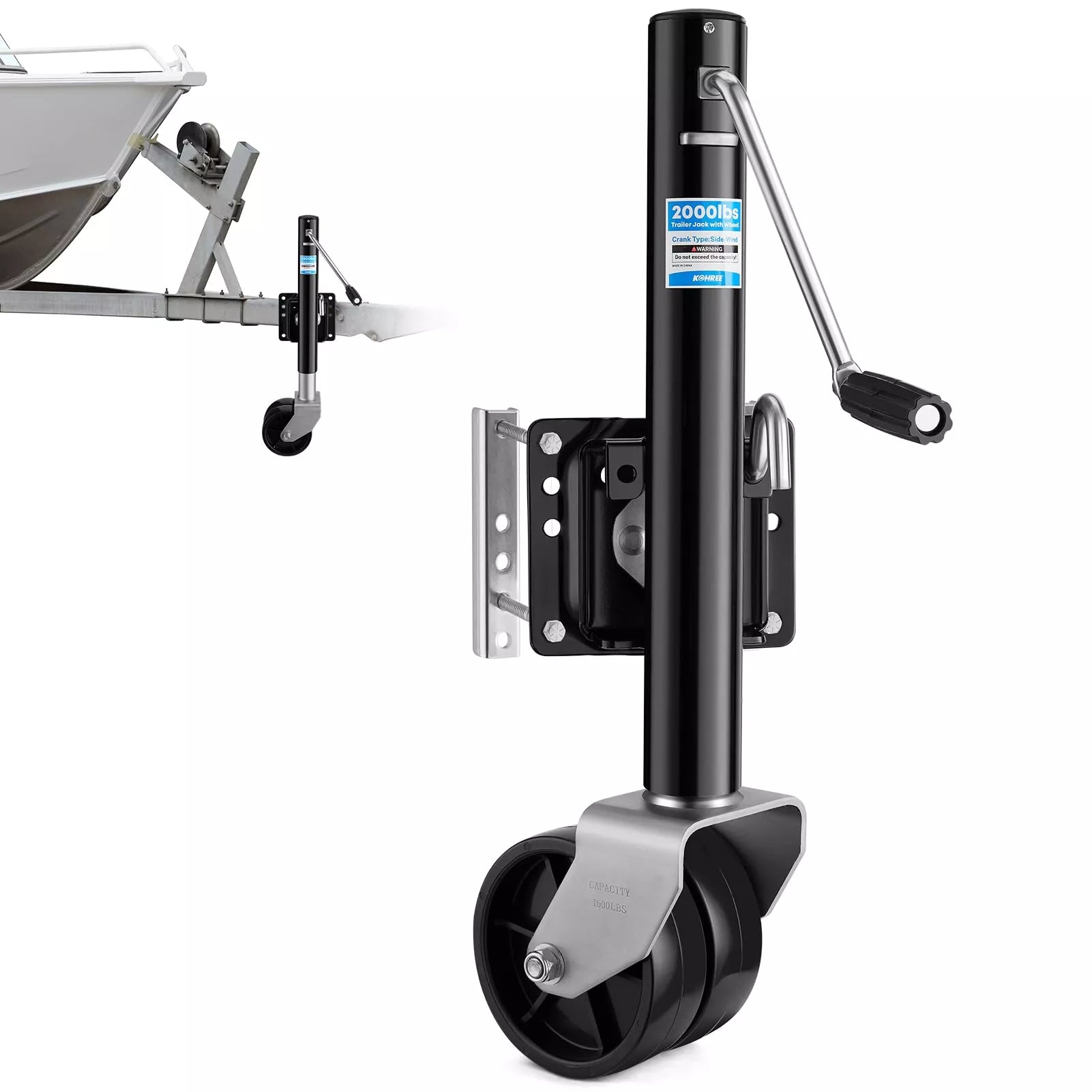 Kohree 2,000 lbs Manual Trailer Wheel Jack Side Mount for RV