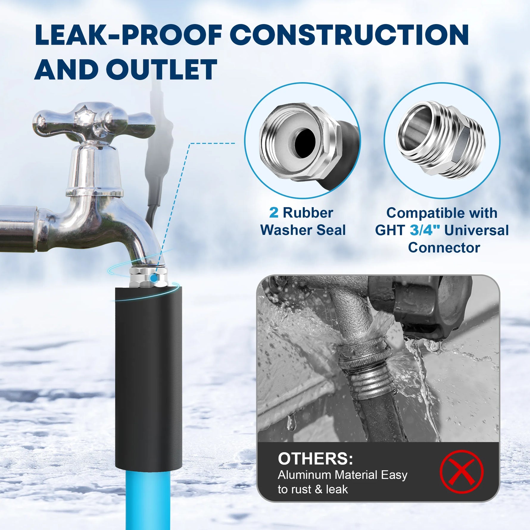 Kohree heated RV water hose with 3/4-inch male and female fittings for common freshwater hookups.