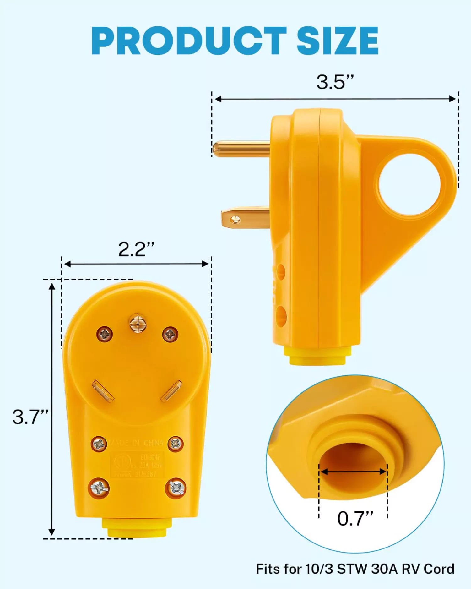 30 amp camper plug male with ergonomic grip handle