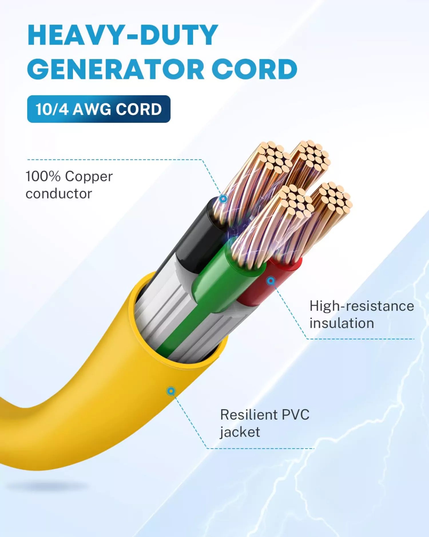 Heavy duty generator cord