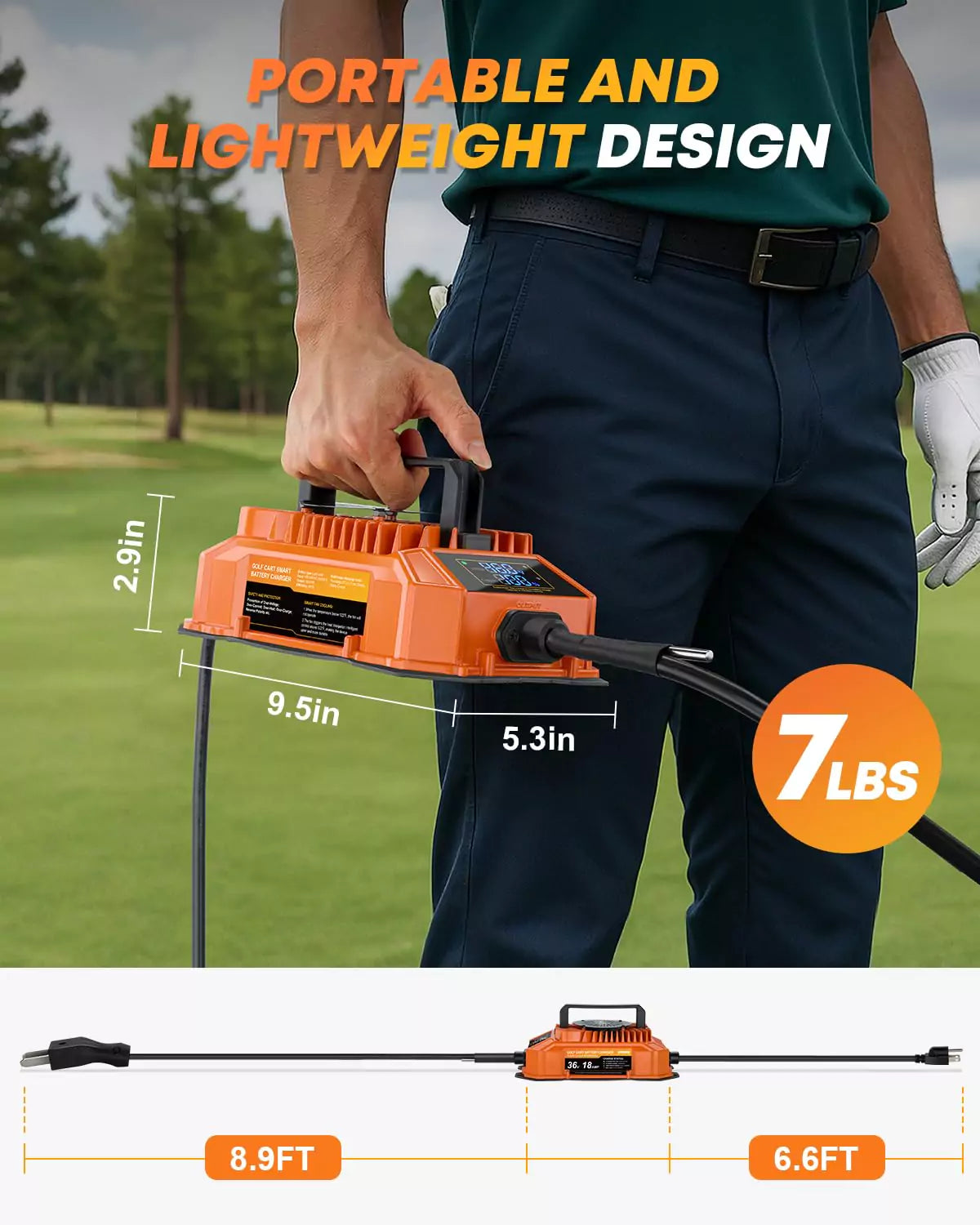 Portable and lightweight design 36 volt golf cart battery charger