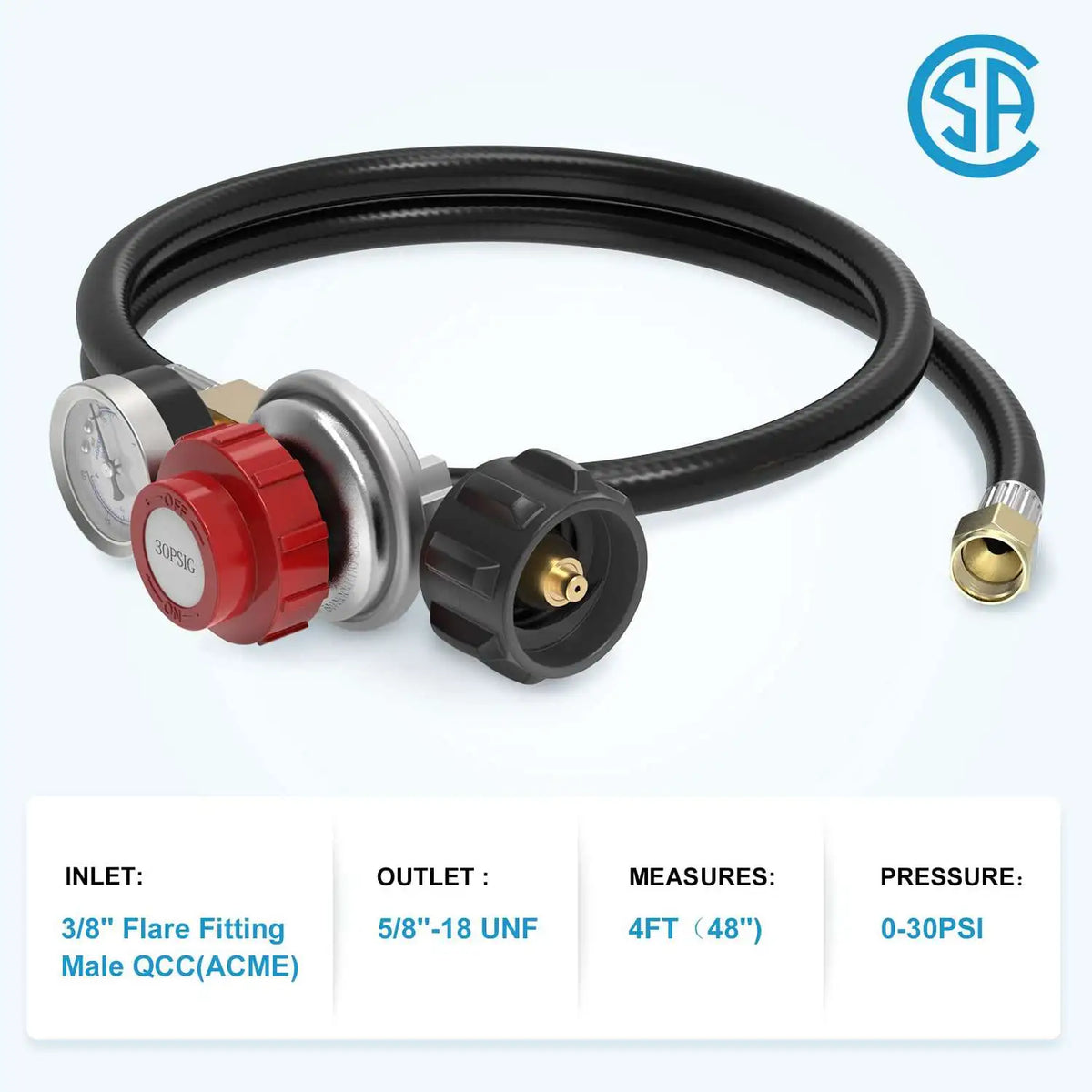 4 ft propane pressure regulator specification