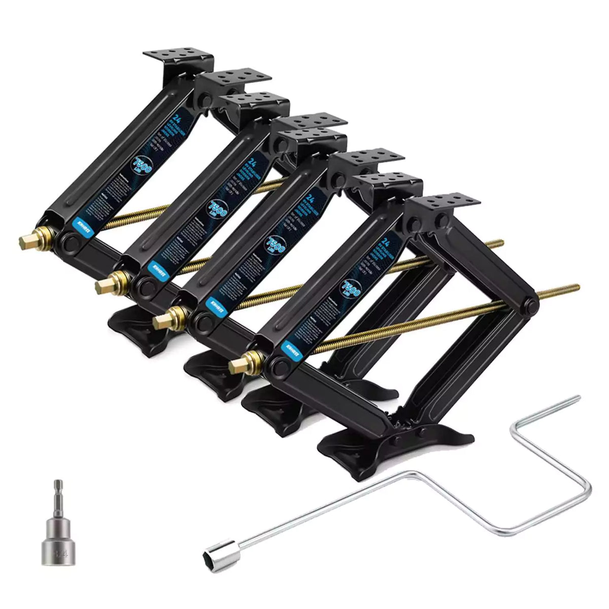 Rockman RV Stabilizer Scissor Jacks Kit - 2 Jacks, 7500 Lbs Capacity, For Campers