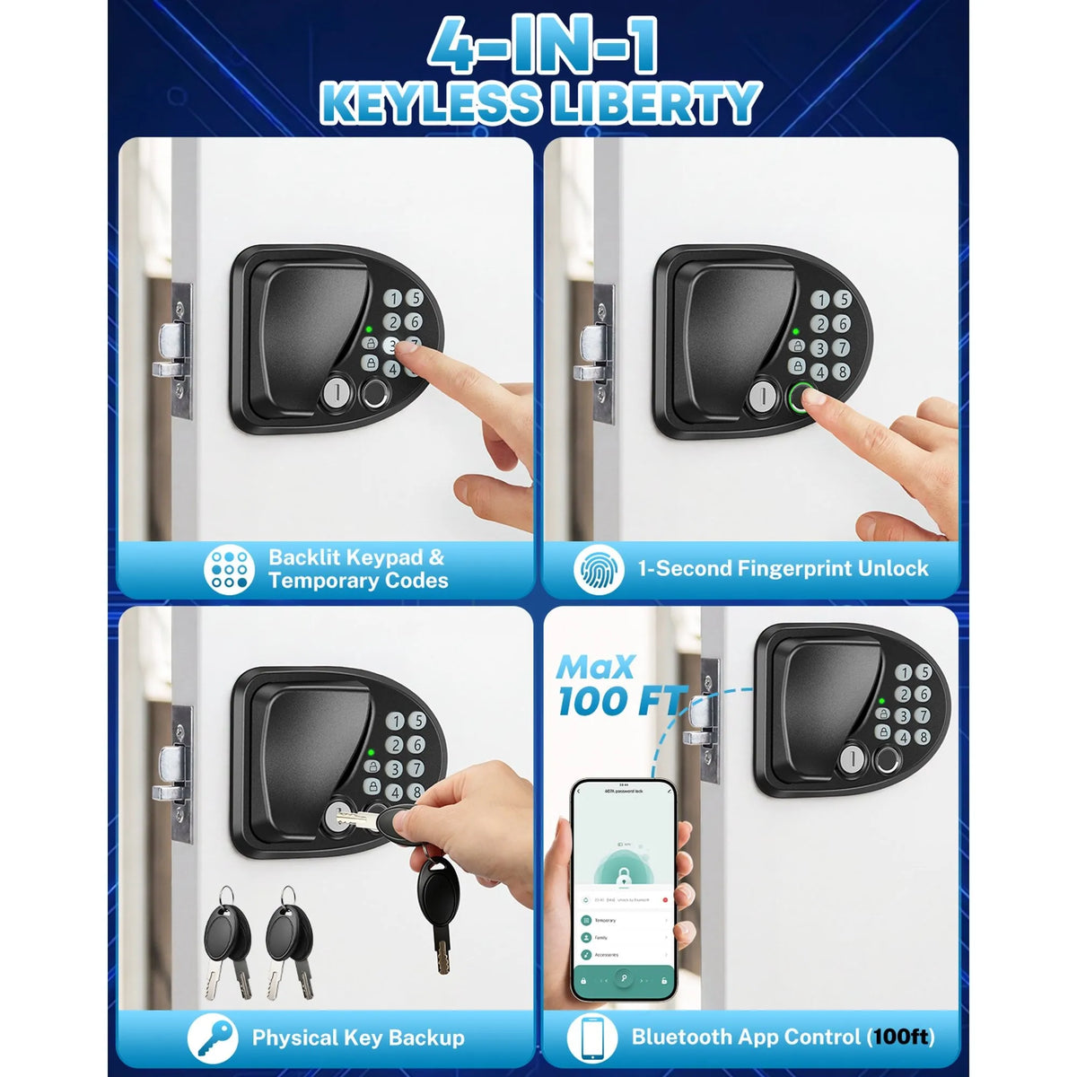 4-in-1 keyless liberty electronic door lock 