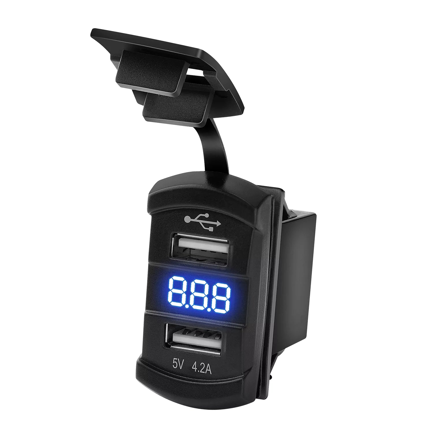 Dual 5v 4.2a usb rocker switch with voltmeter