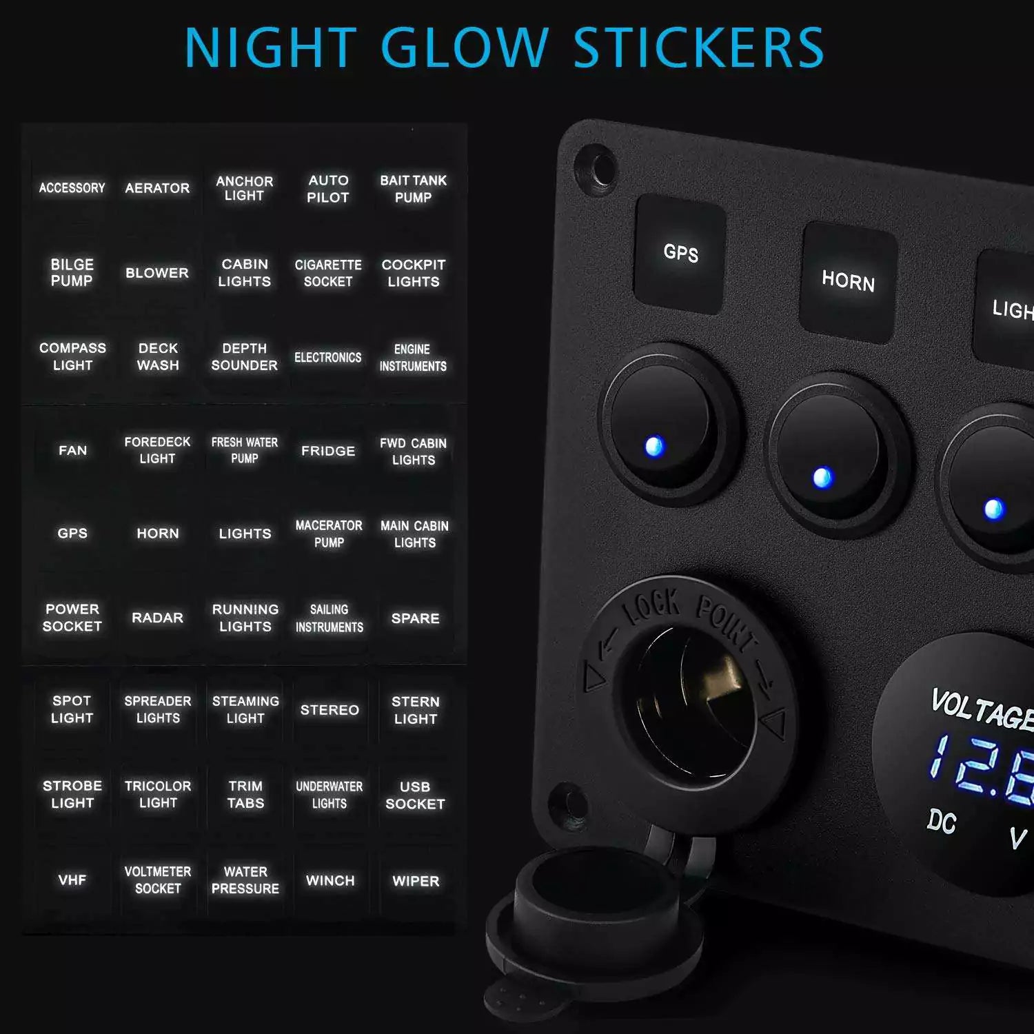 5 gang switch panel for boat night glow stickers