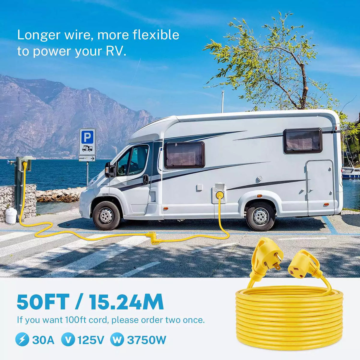 50 feet 30 amp RV cord extension