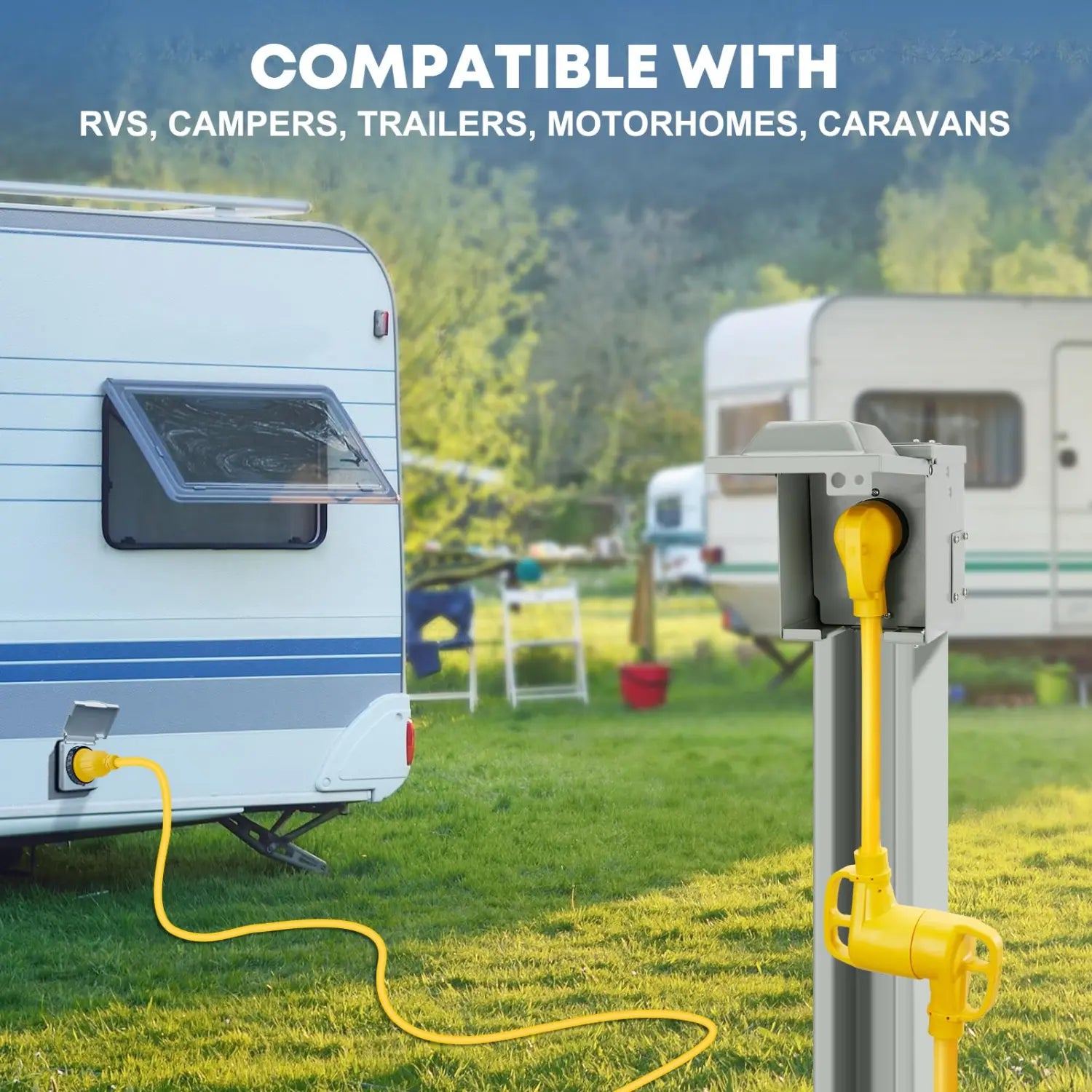 50 to 30 amp camper adapter compatible with rvs, campers, trailers, motorhomes, caravans
