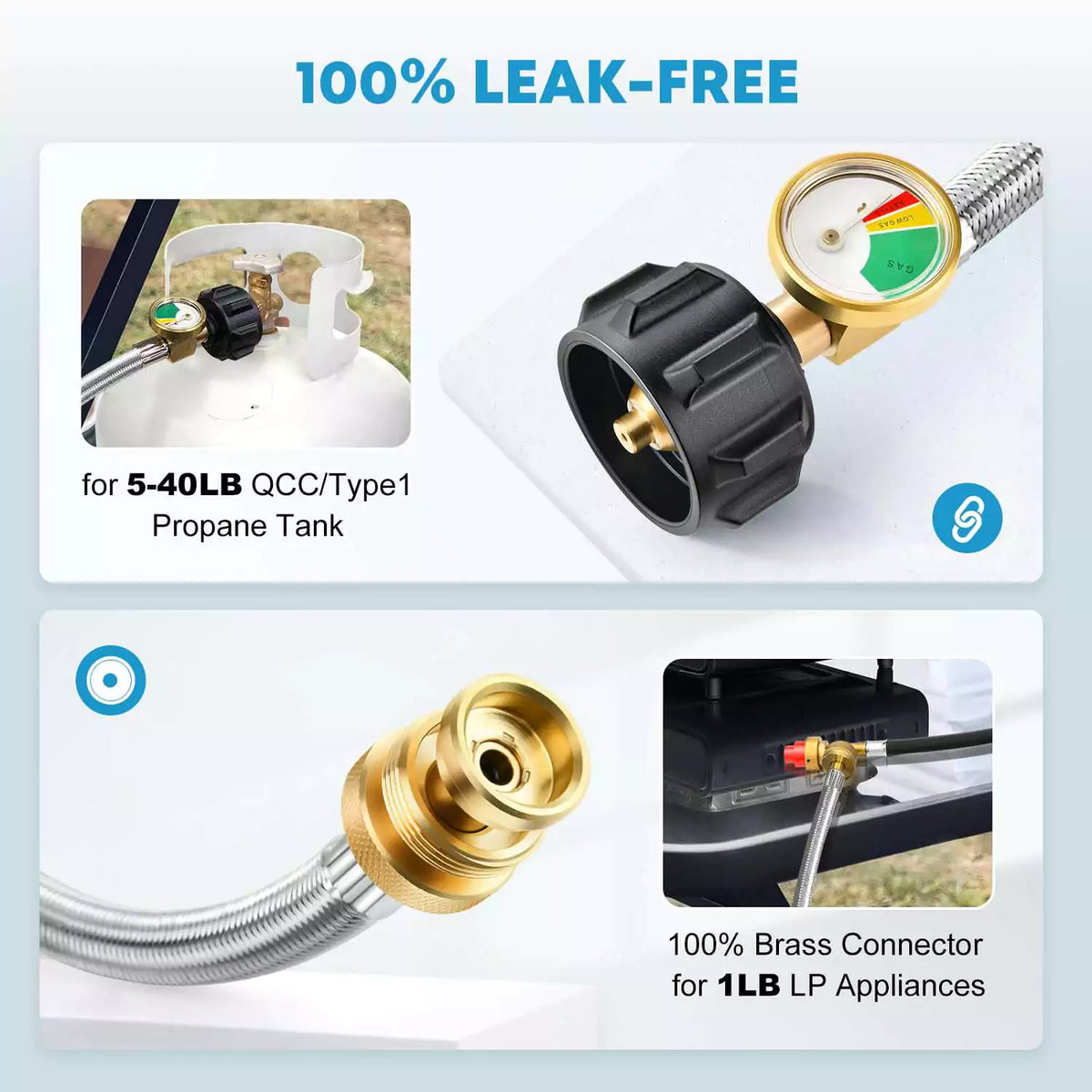 100% leak free 6 feet propane extender hose