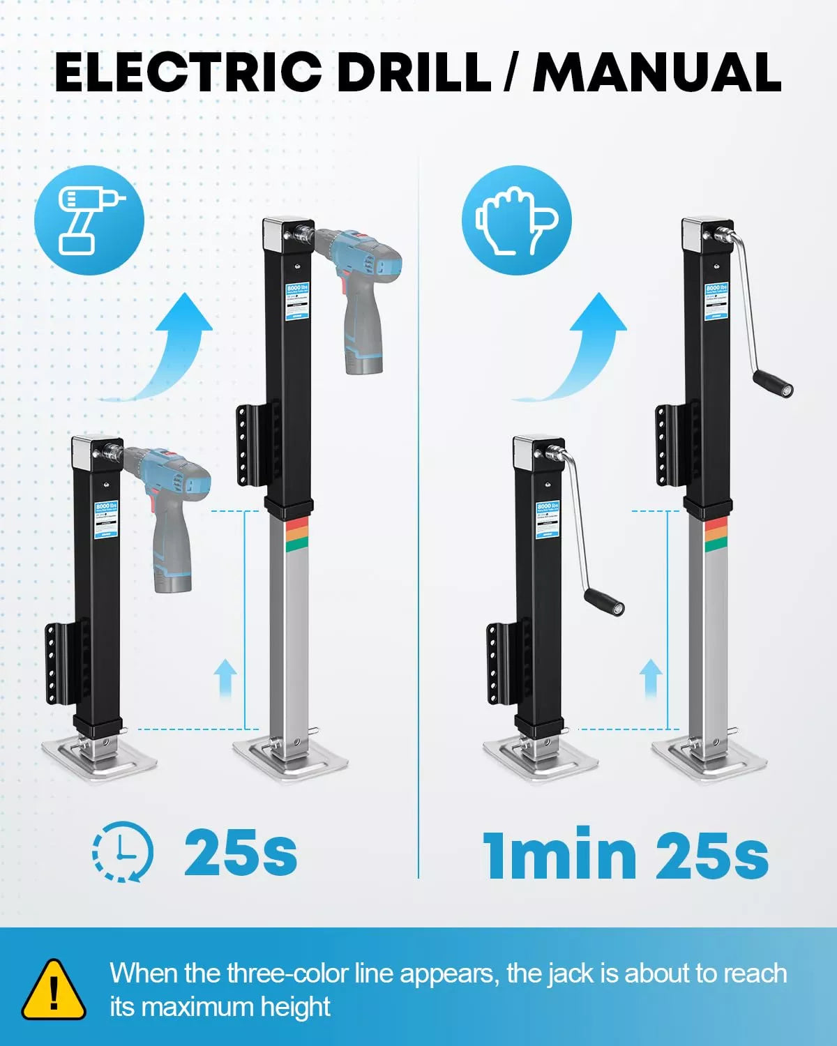 Electric drill and manual a frame jack for trailer 8000 lbs