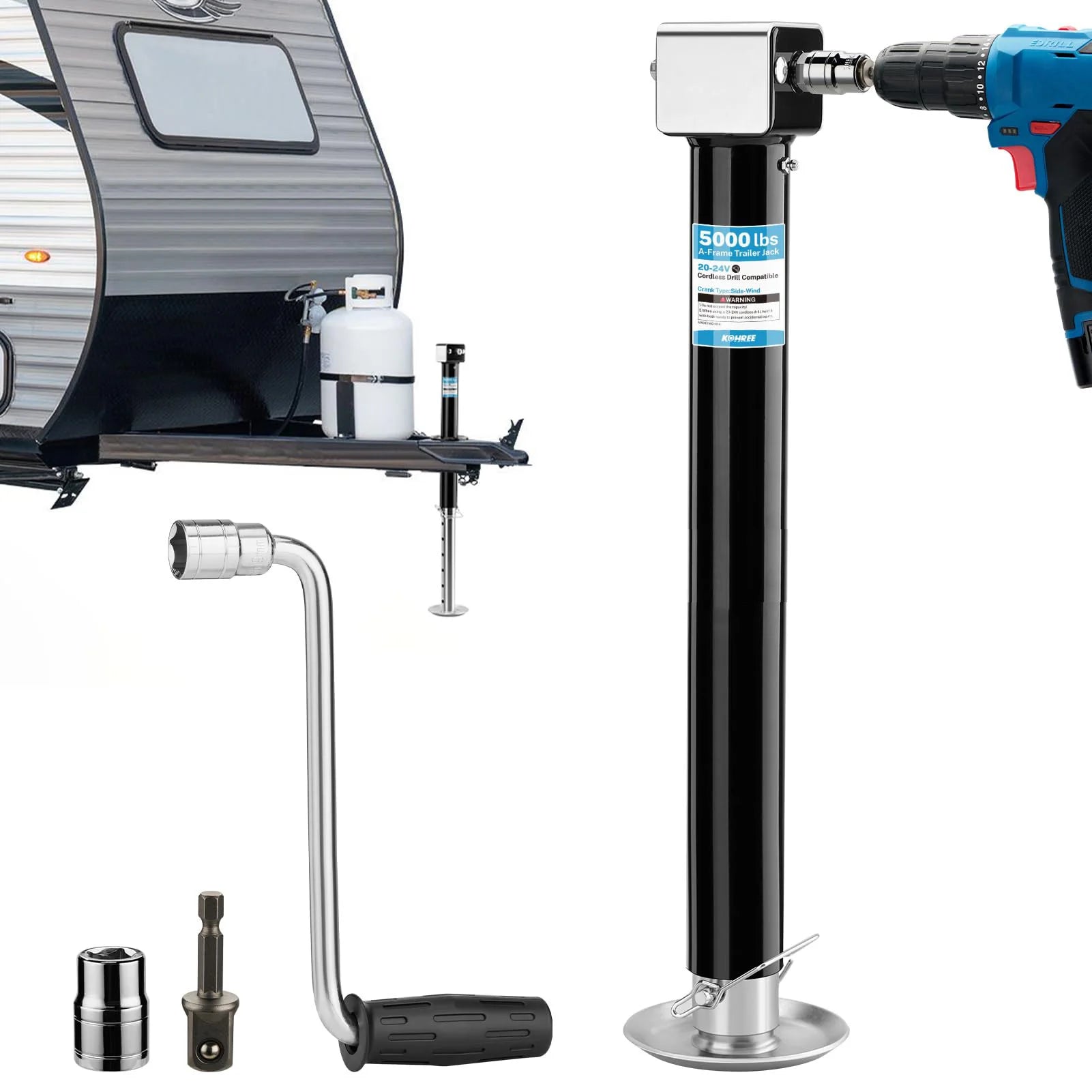 A-Frame Trailer Tongue Jack without Mounting Plate, 5000 lbs