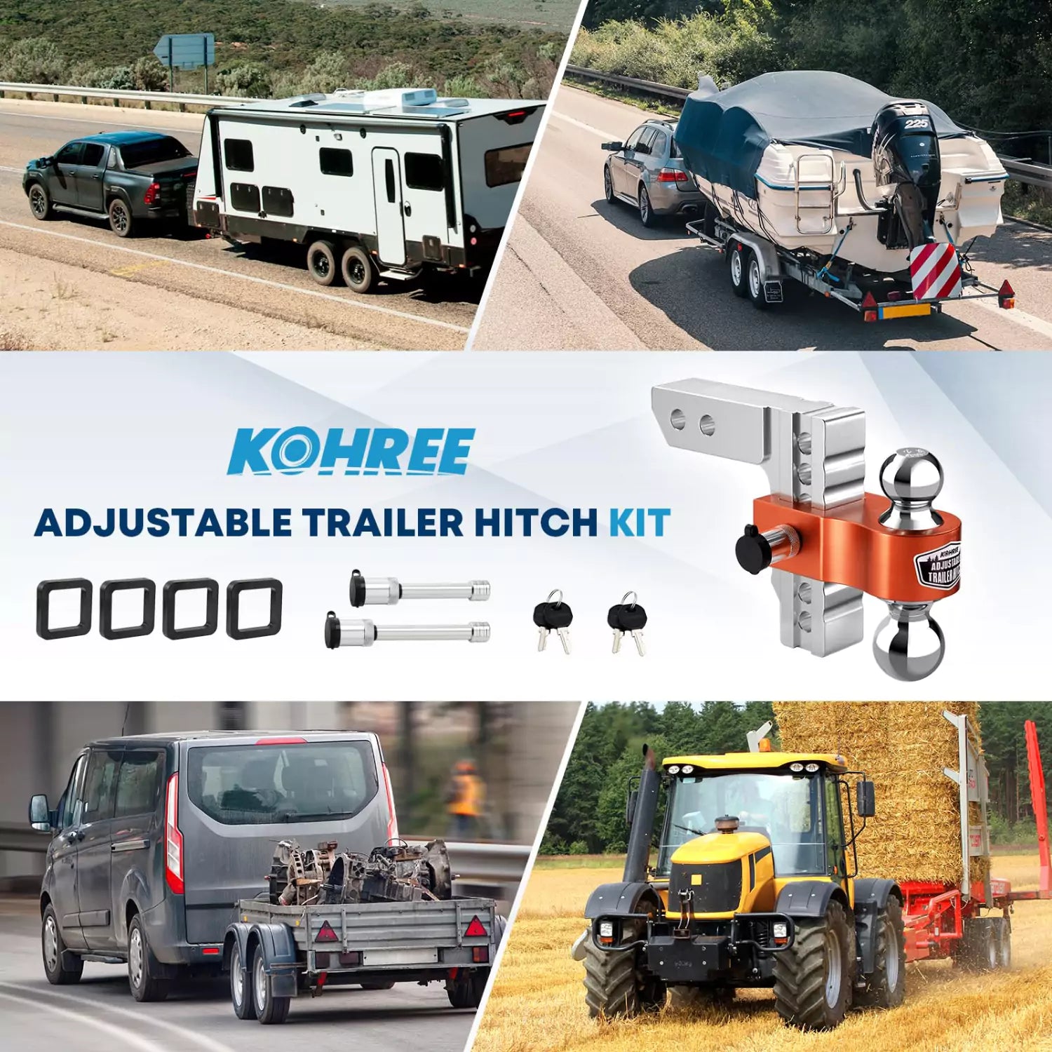 Kohree 6 inch orange adjustable drop hitch application