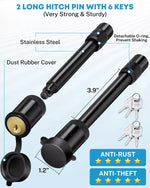 Adjustable hitch with 2 long hitch pin with 6 keys