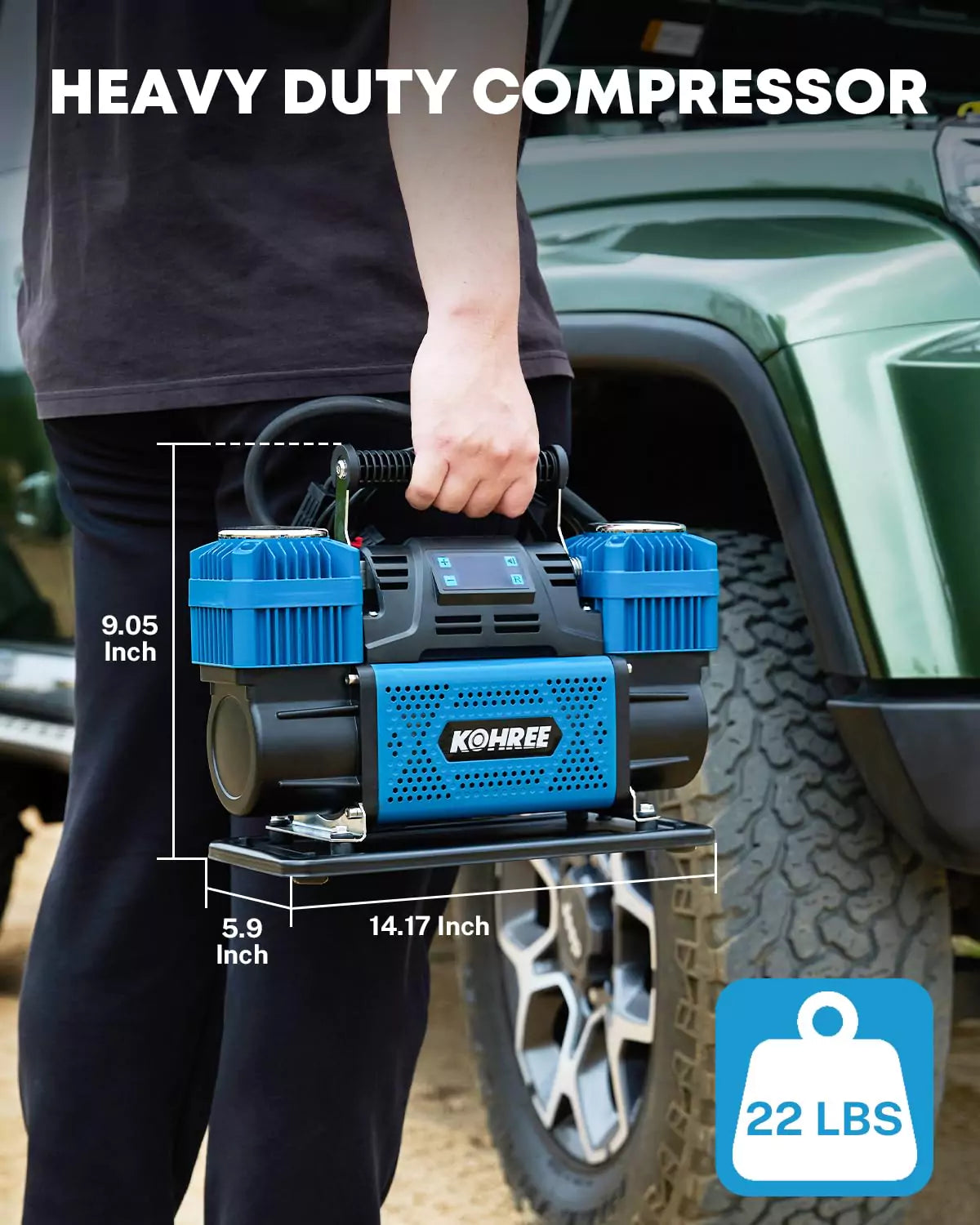 Kohree 12V Digital Display Air Compressor CFM Car Tire Pump