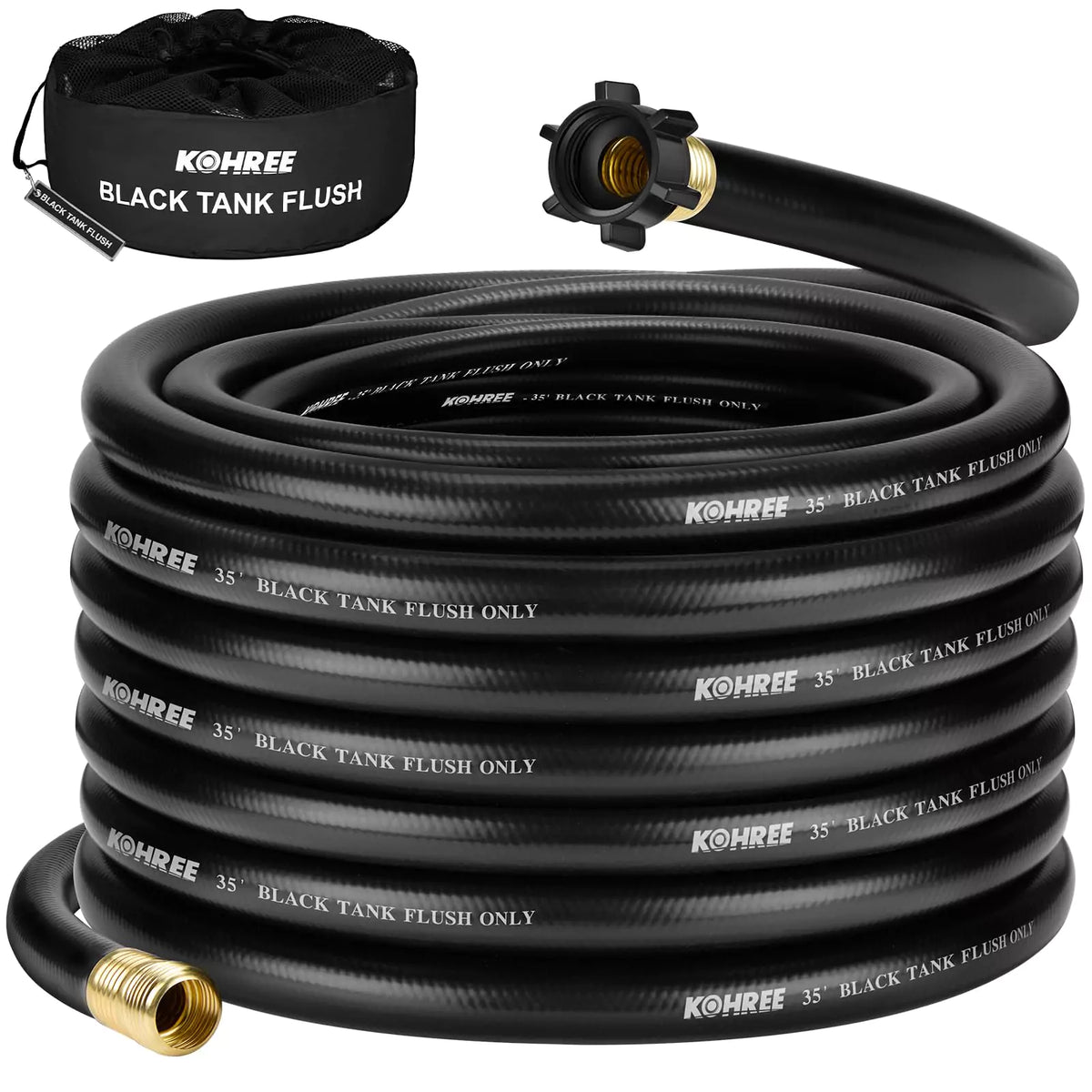 Kohree 35 ft black tank flush hose