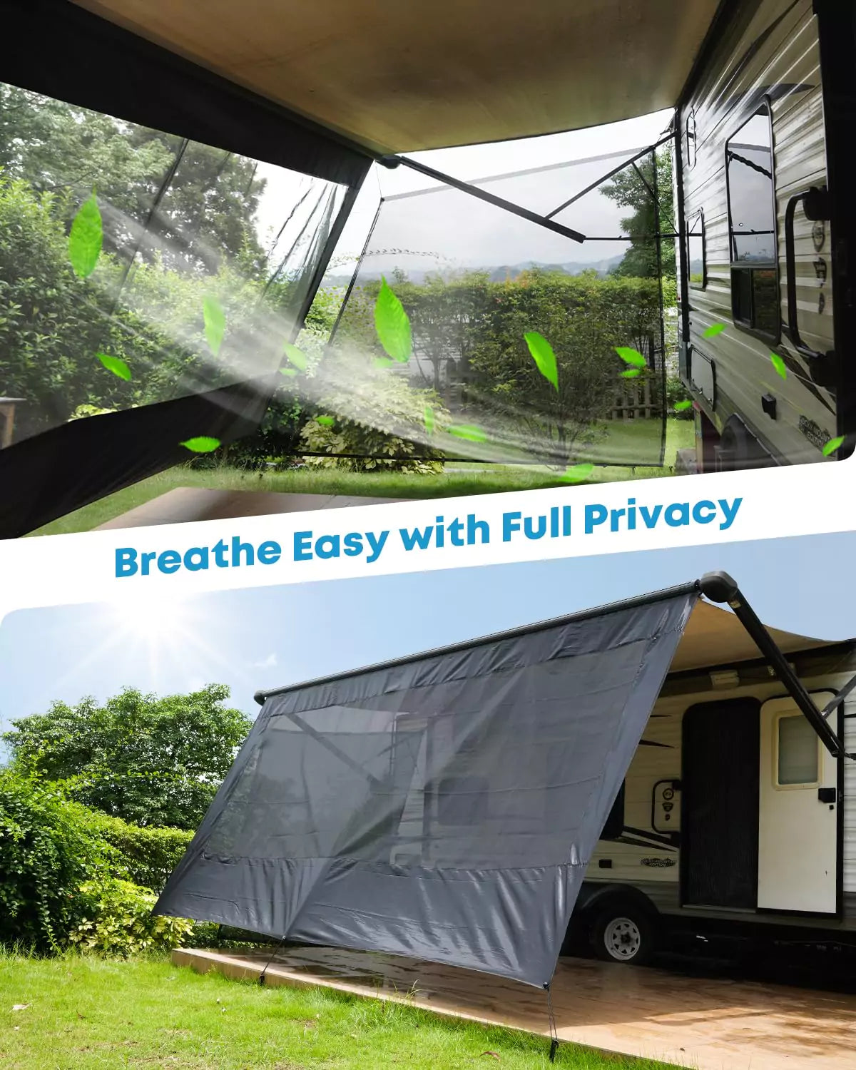 Kohree RV Awning Sun Shade Screen Kit with All Around RV Shield