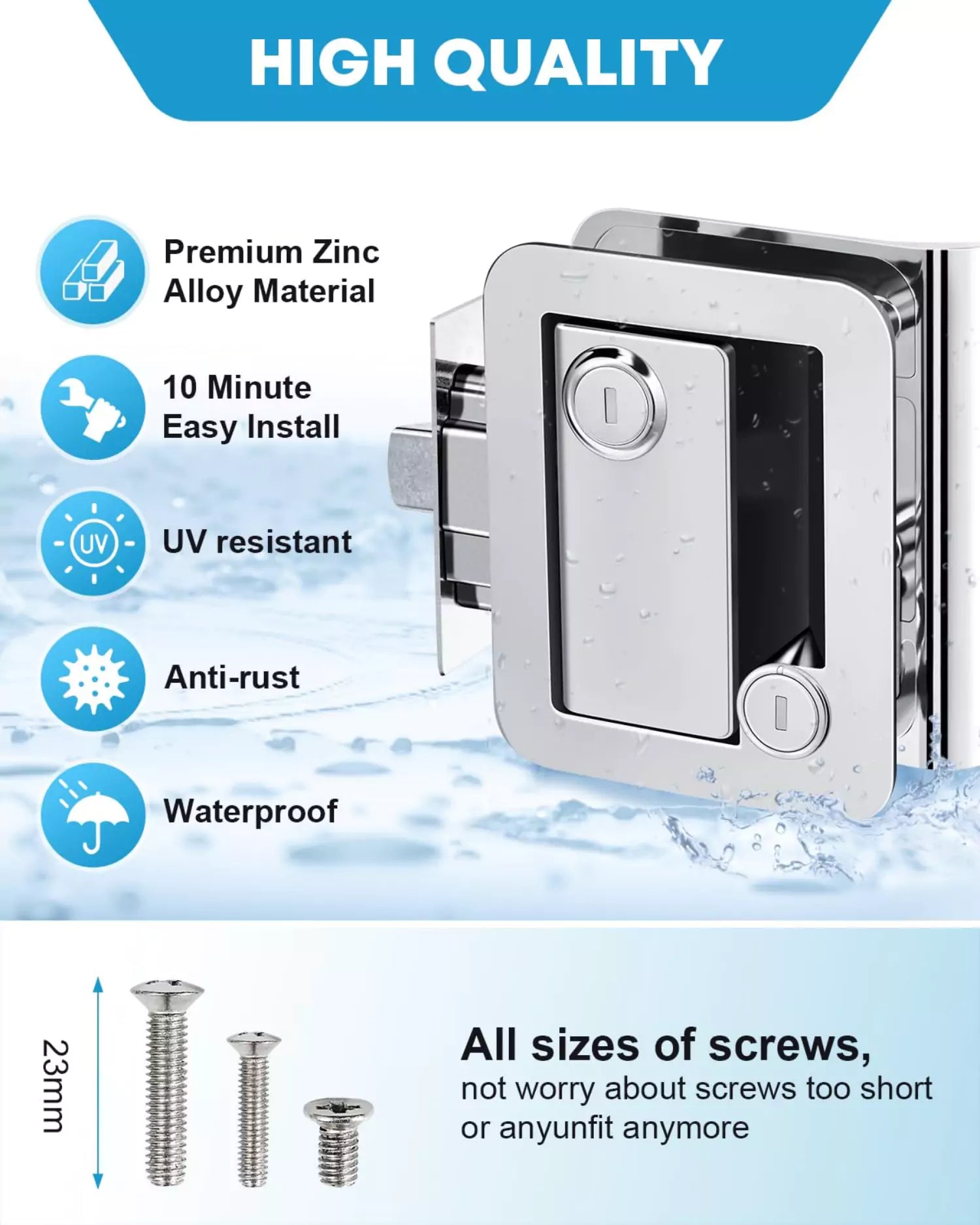 Kohree chrome camper door lock features