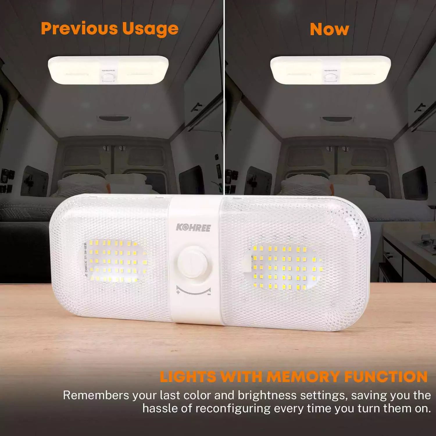 Camper interior light with memory function
