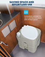 Camping porta potty 5.3 gallon saving space and effortless use