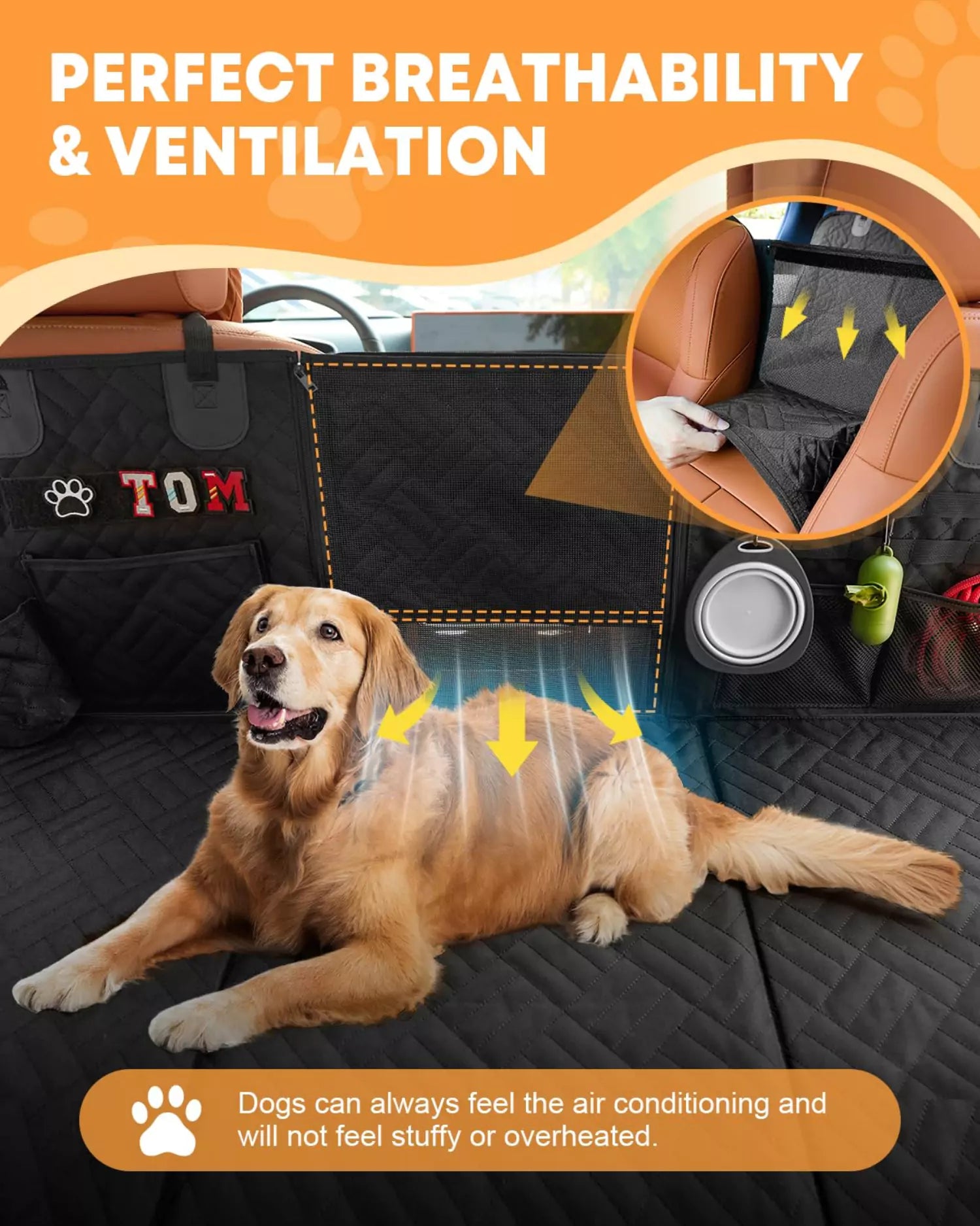 Perfect breathability & ventilation car dog covers for seats