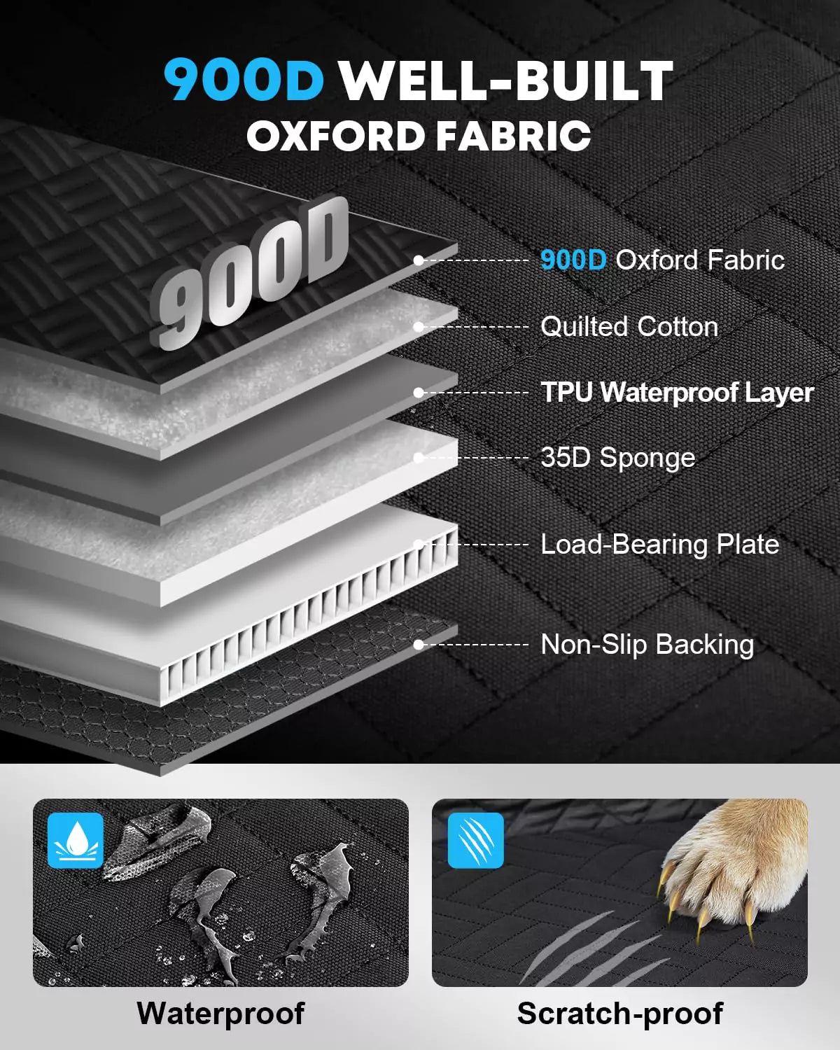 900D well built oxford fabric car seat cover for dogs