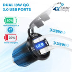 QC 3.0 dual USB charming cigarette lighter adapter
