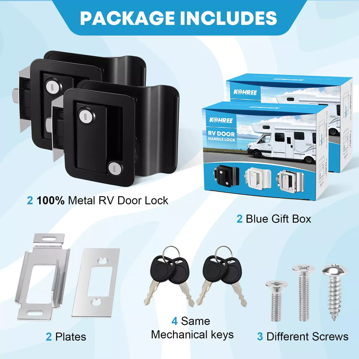 Kohree camper door latch package content