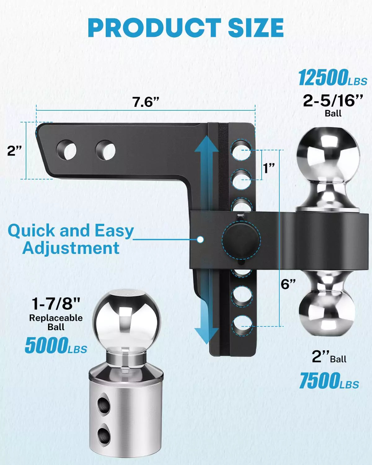 Kohree drop down hitch size