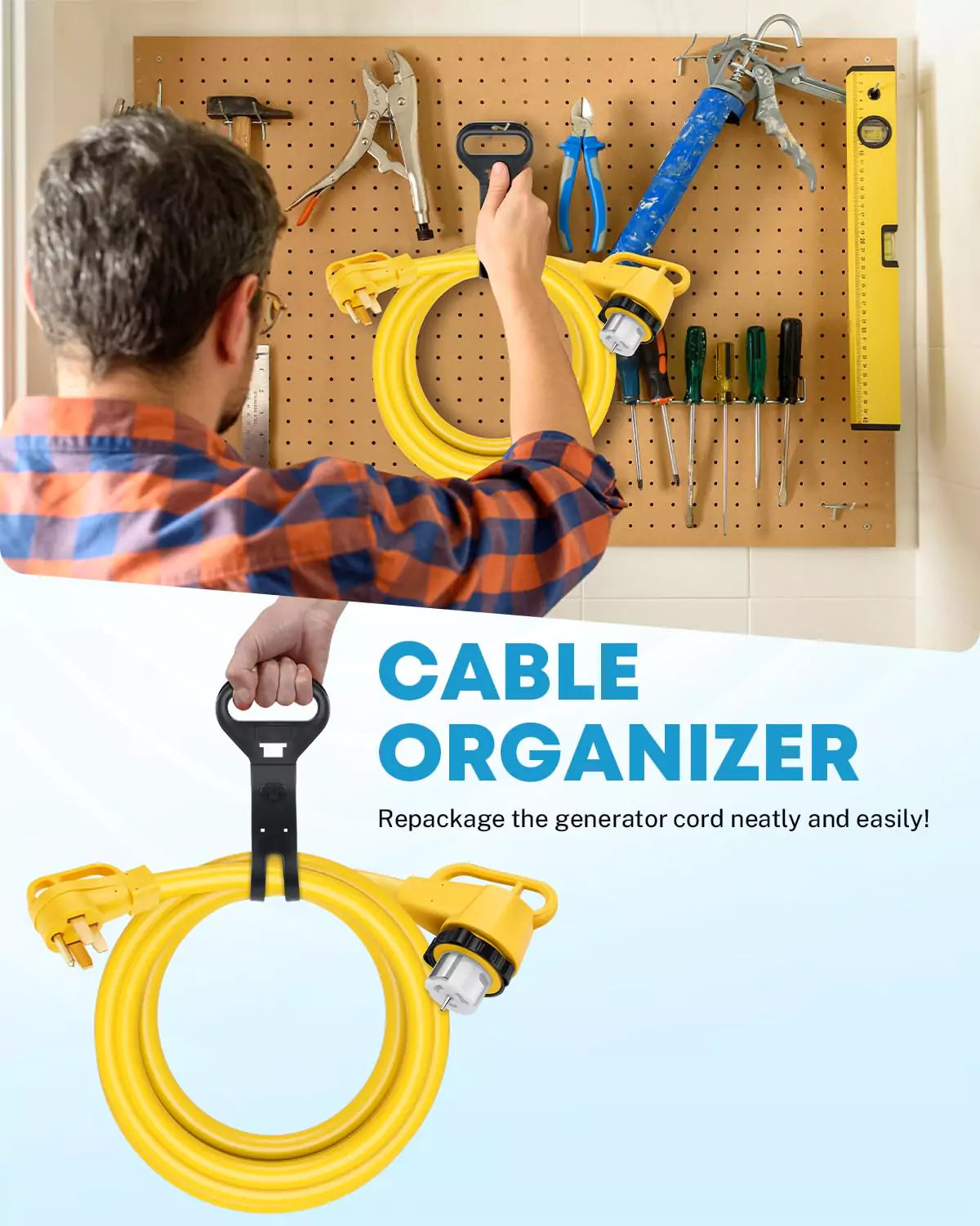 Kohree electric generator extension cords with cable organizer