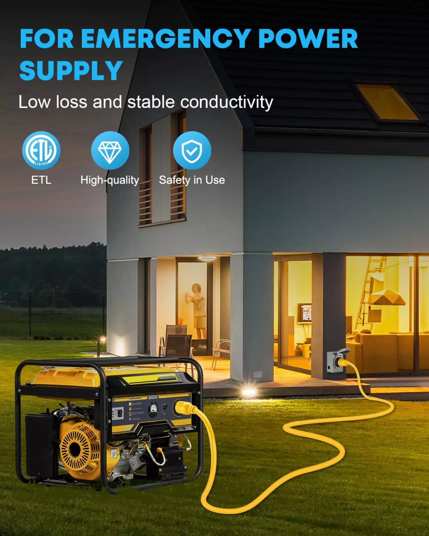 Kohree electrical cords for generators 30 amp 25 ft